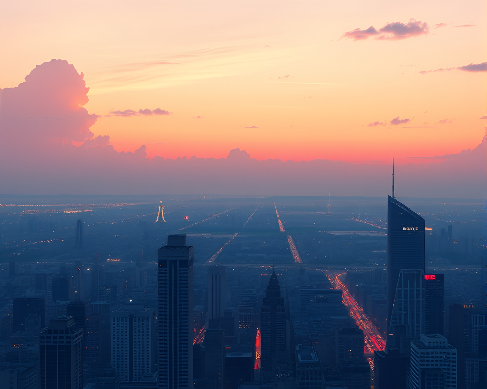 Pastel Sky Serenity Over Urban Horizon View – free AI stock image