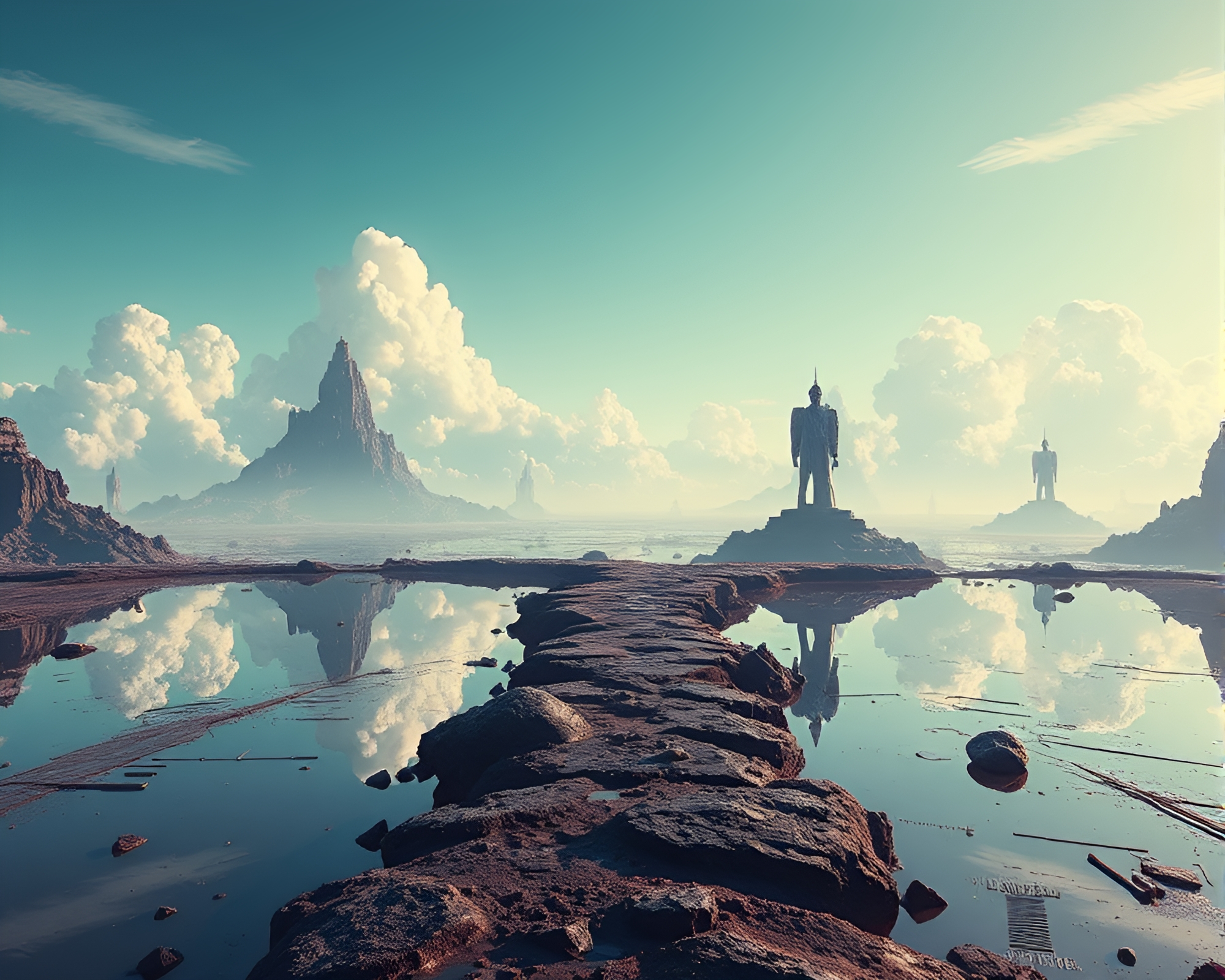 Mirrored Horizon: A Surreal Game Concept Comes Alive – free AI stock image