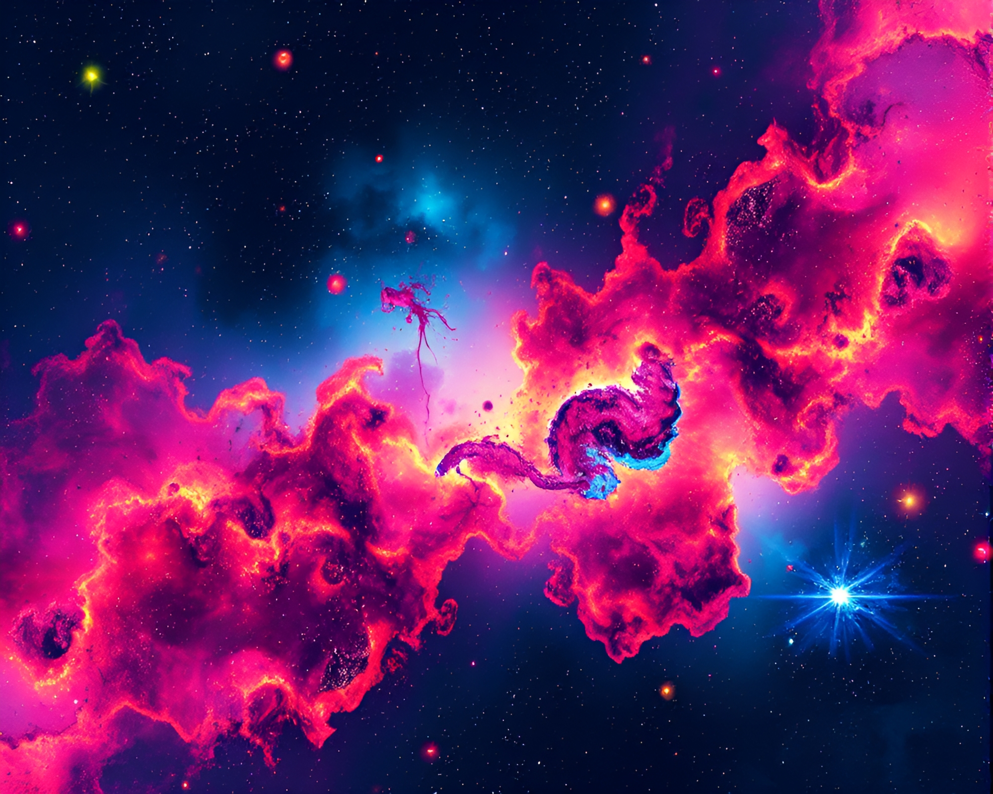 Vibrant Cosmic Nebula with Stunning Neon Graffiti Art – free AI stock image