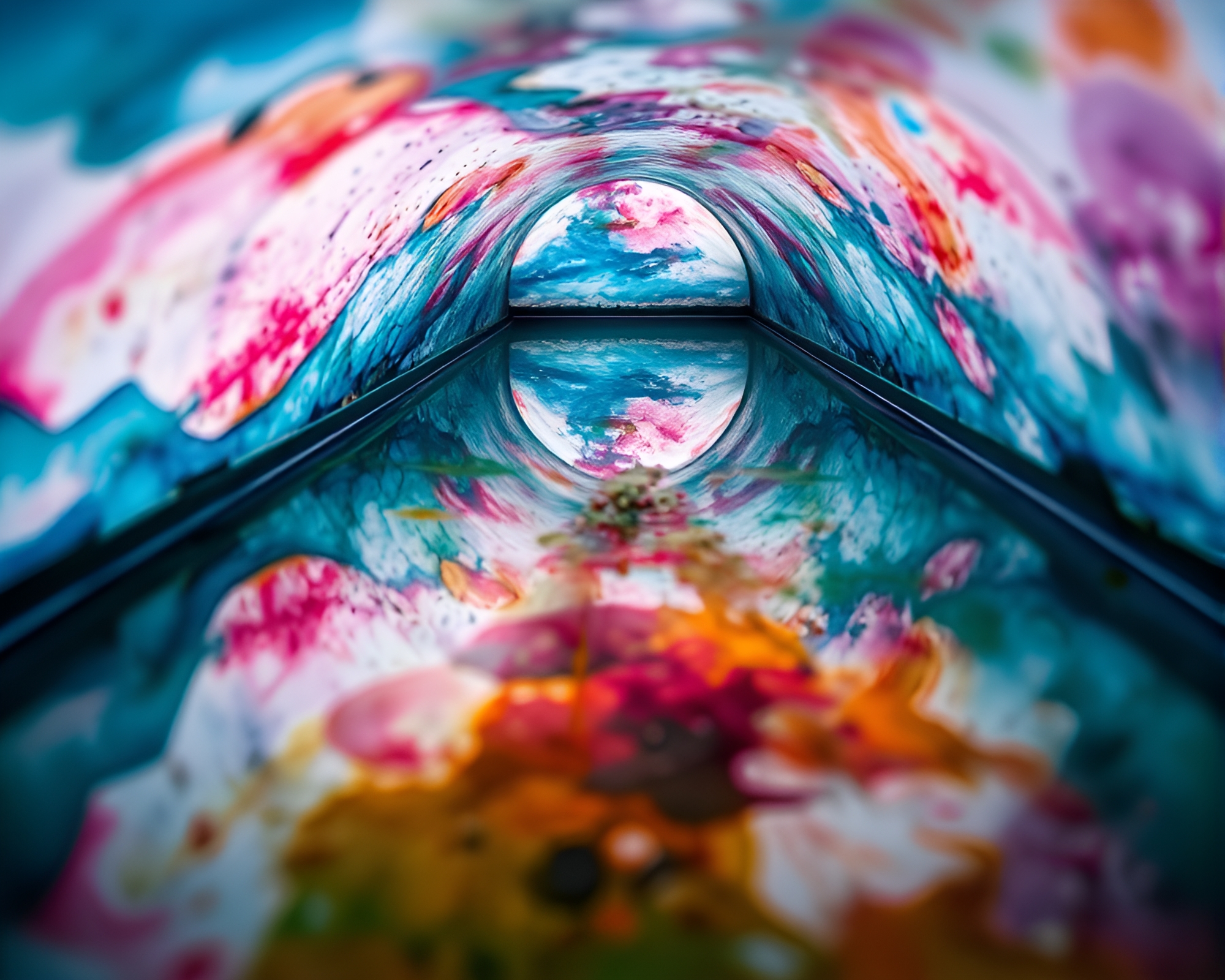 Mesmerizing Abstract Painting of Reflections in Claustrophobic Setting – free AI stock image