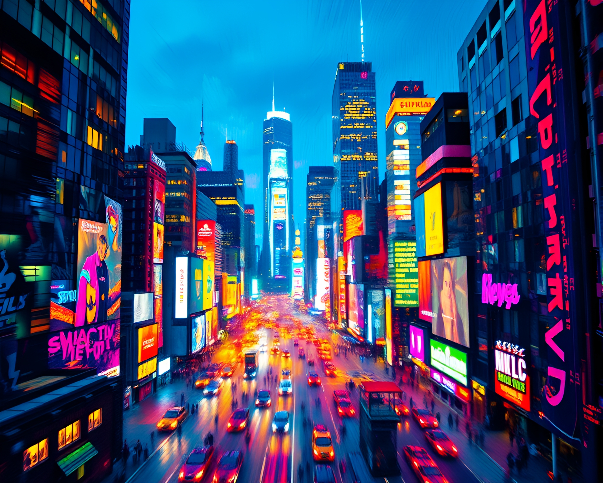 Vibrant Cityscape with Mesmerizing Skyscraper Lights – free AI stock image