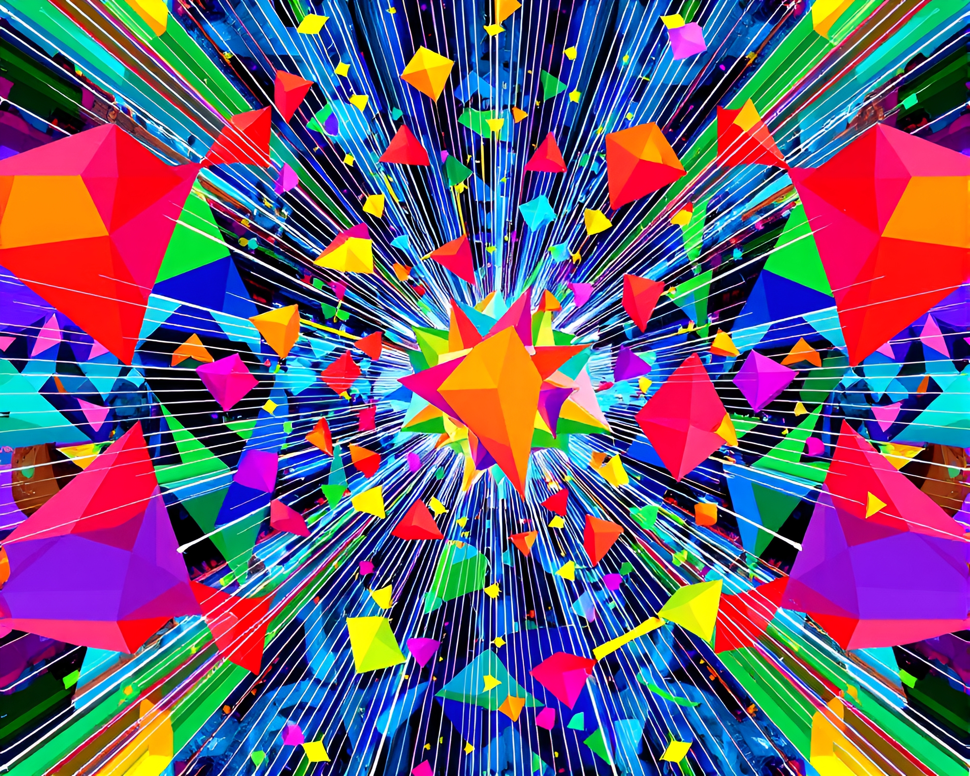 Dynamic Contemporary Art Piece with Vibrant Geometric Shapes – free AI stock image
