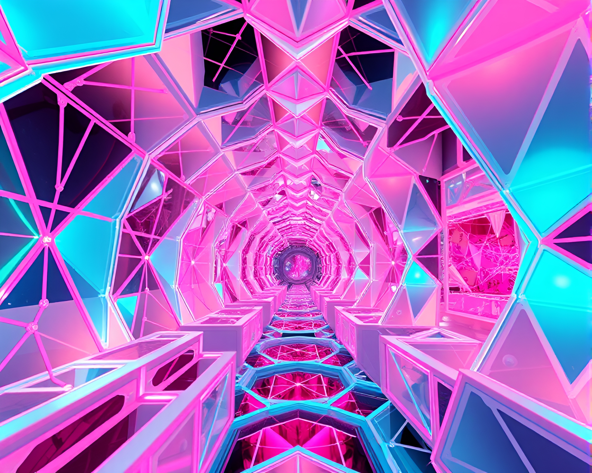 Futuristic Cosmic Kinetic Sculpture Maze in Candy-Colored Hues – free AI stock image