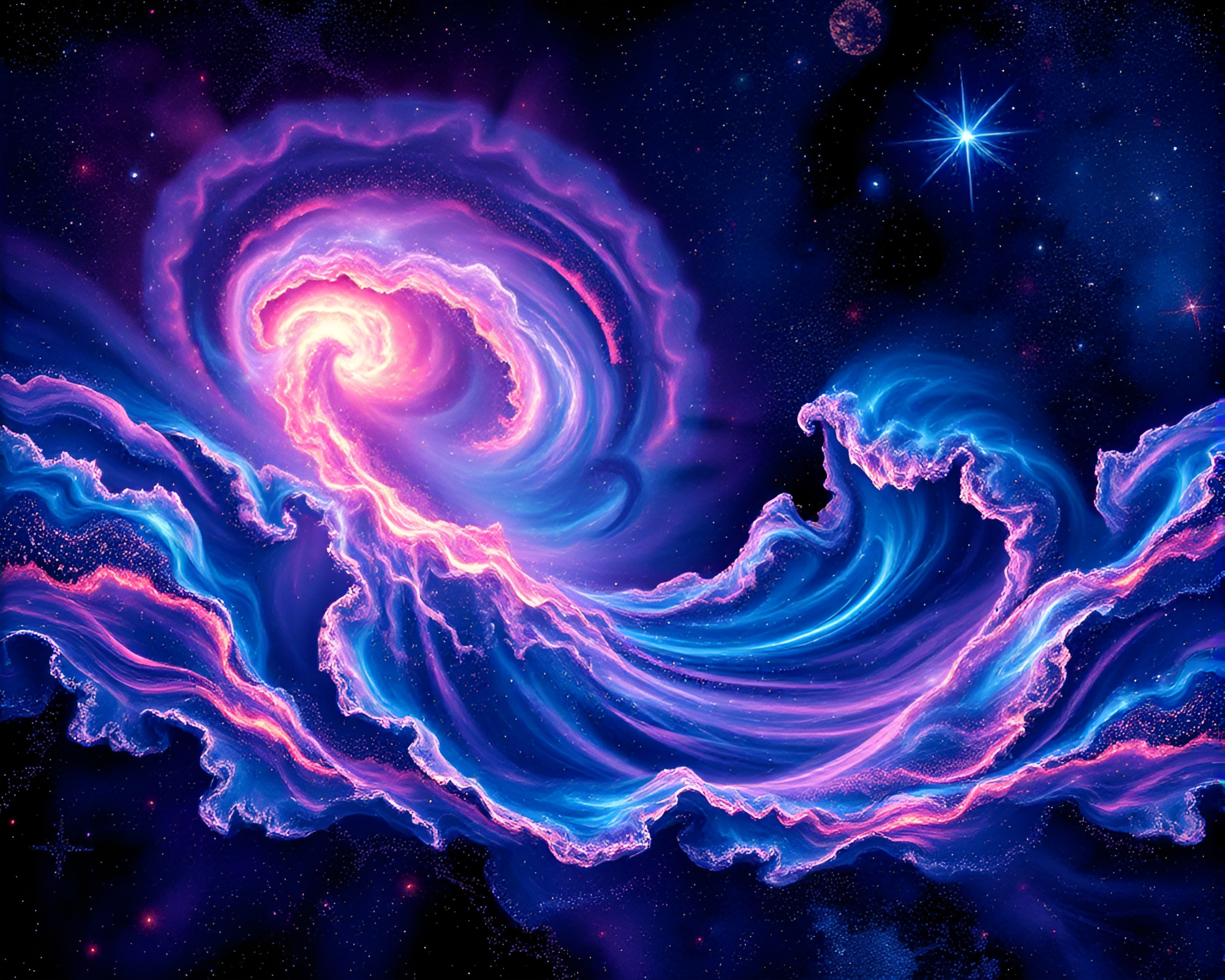 Mesmerizing Cosmic Ocean in Vibrant Graphic Design – free AI stock image