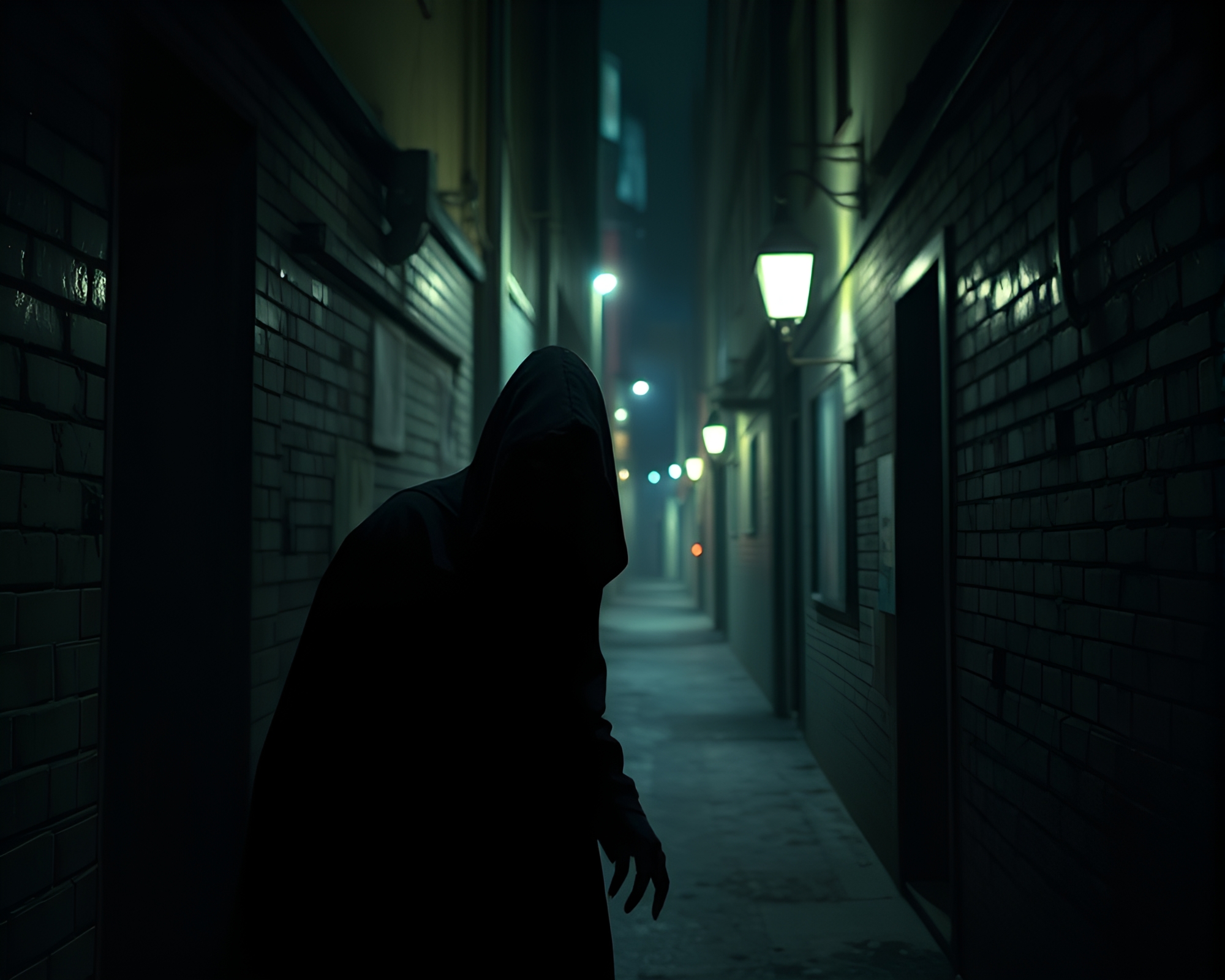Mysterious Figure in Haunting City Portrait – free AI stock image