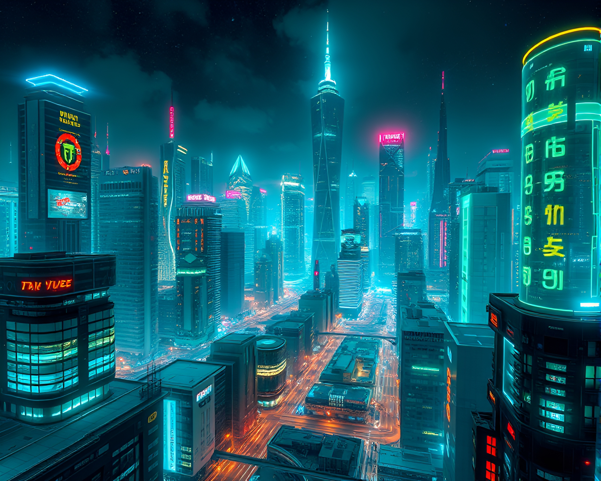 Futuristic Bioluminescent Cityscape Illuminates the Night Sky – free AI stock image