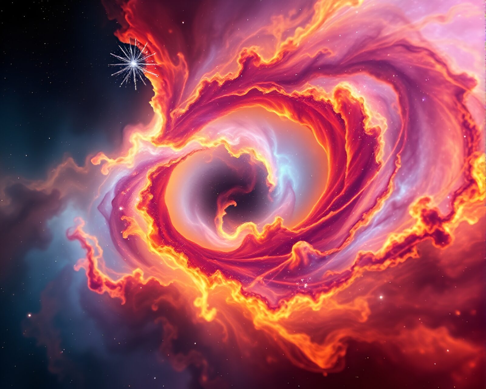 Vibrant and detailed cosmic nebula swirl in CGI art