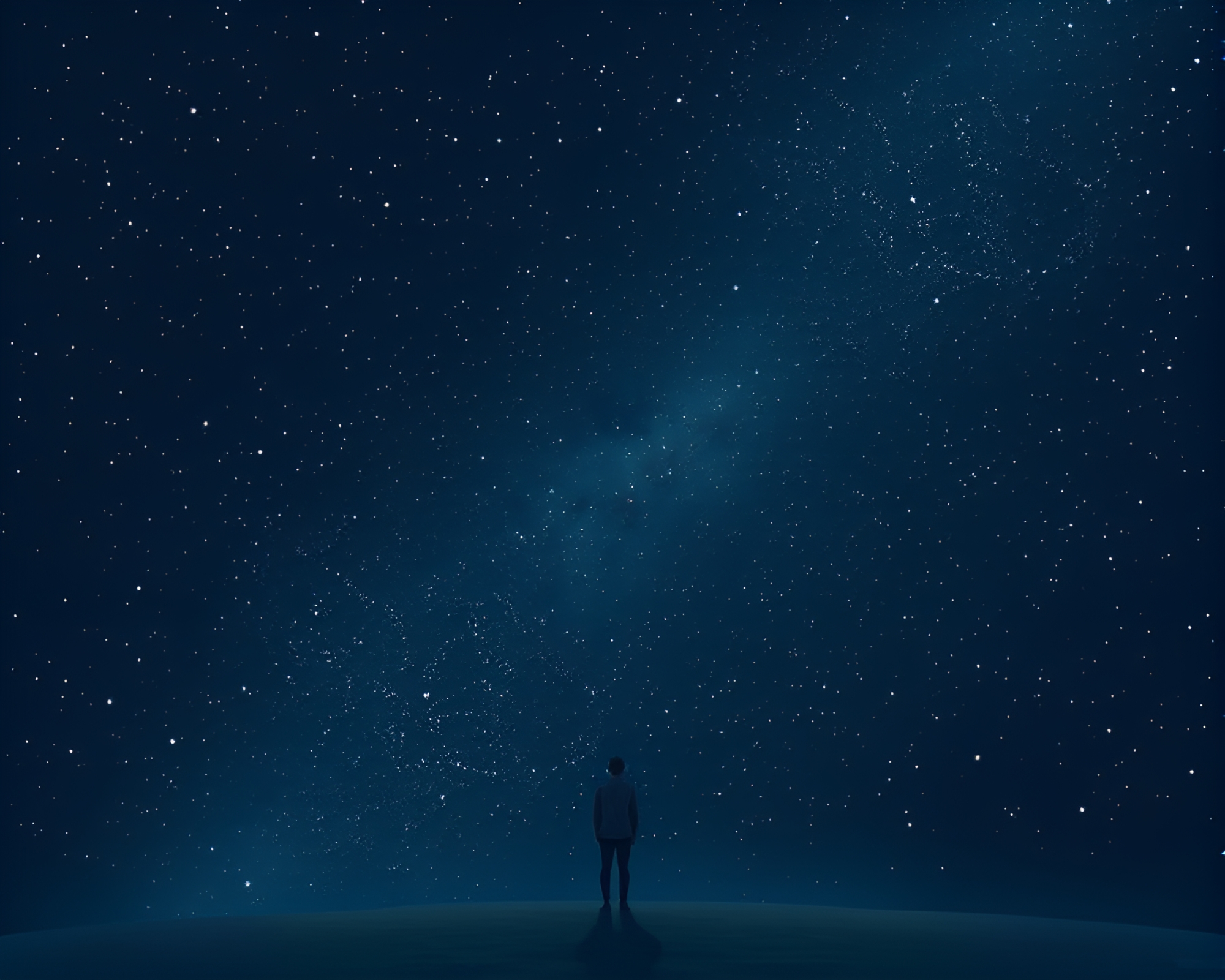 Contemporary Art Depicting Melancholy Figure in Starfield – free AI stock image