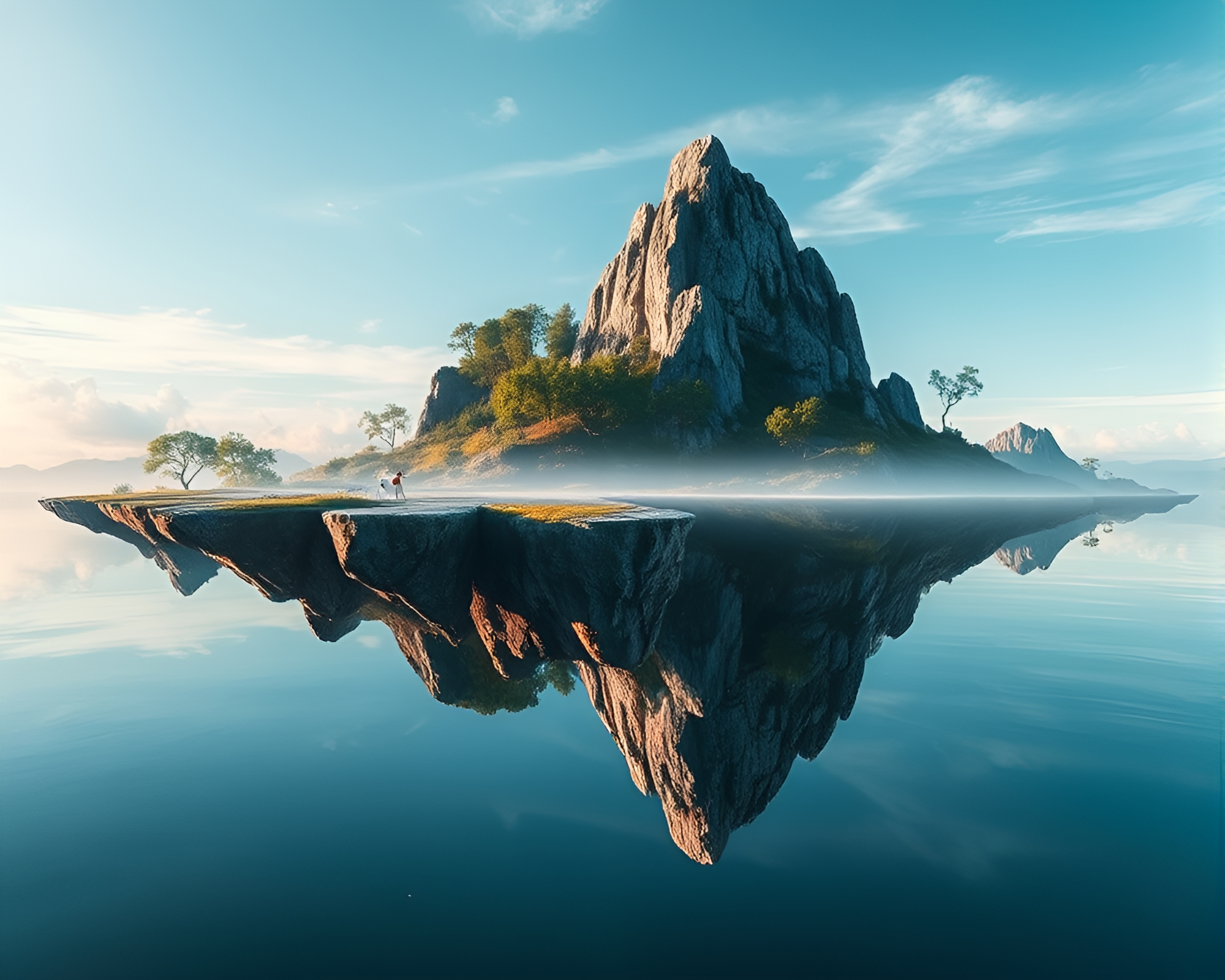 Surreal Floating Island Archipelago: Contemporary Art Masterpiece – free AI stock image