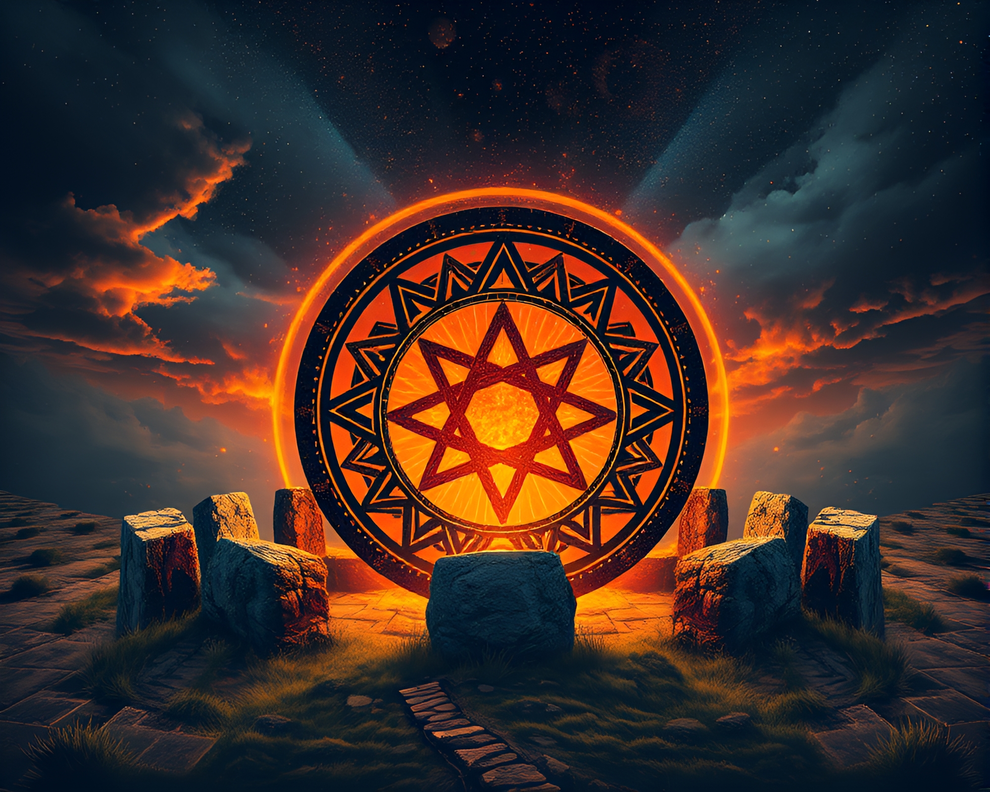 Modern Interpretation of Ancient Druidic Stone Circle – free AI stock image