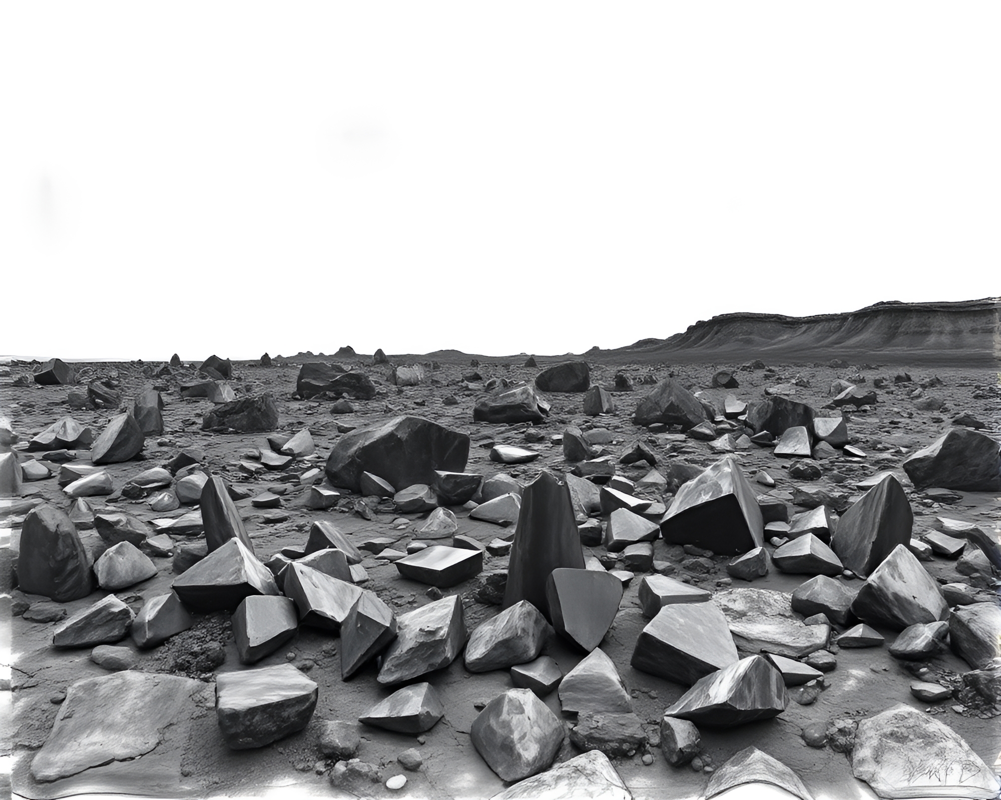 Mesmerizing Charcoal Sketch of Tranquil Obsidian Lava Field – free AI stock image