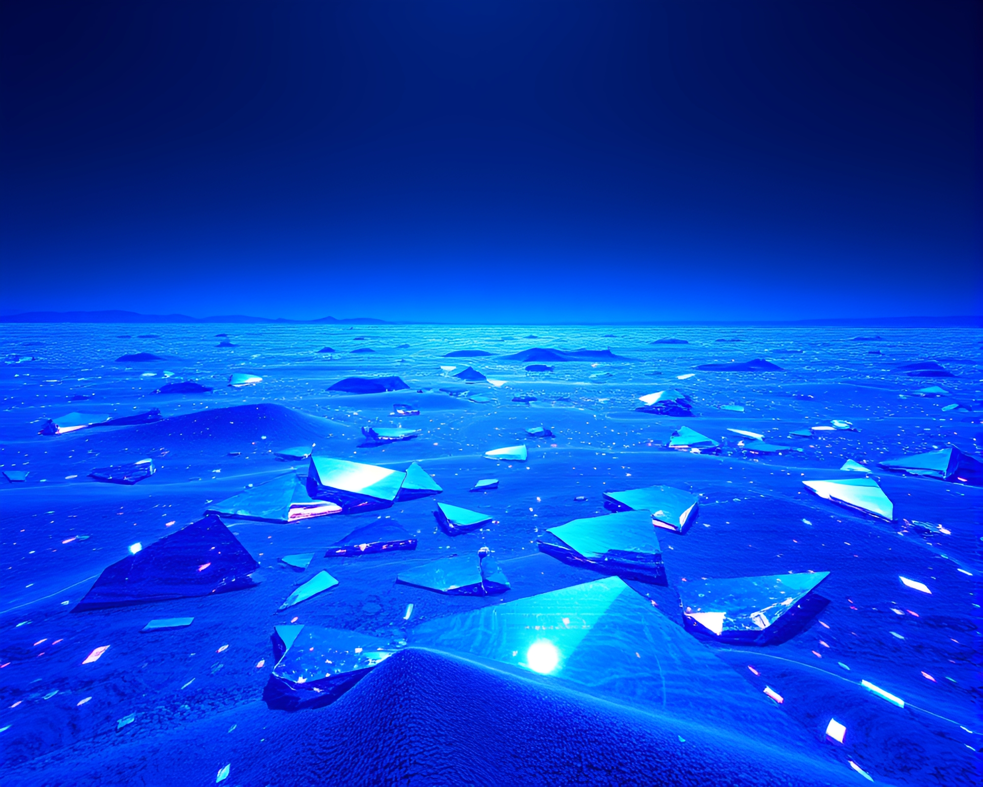 Surreal Glass Shard Desert Landscape Glitching Dreamily – free AI stock image