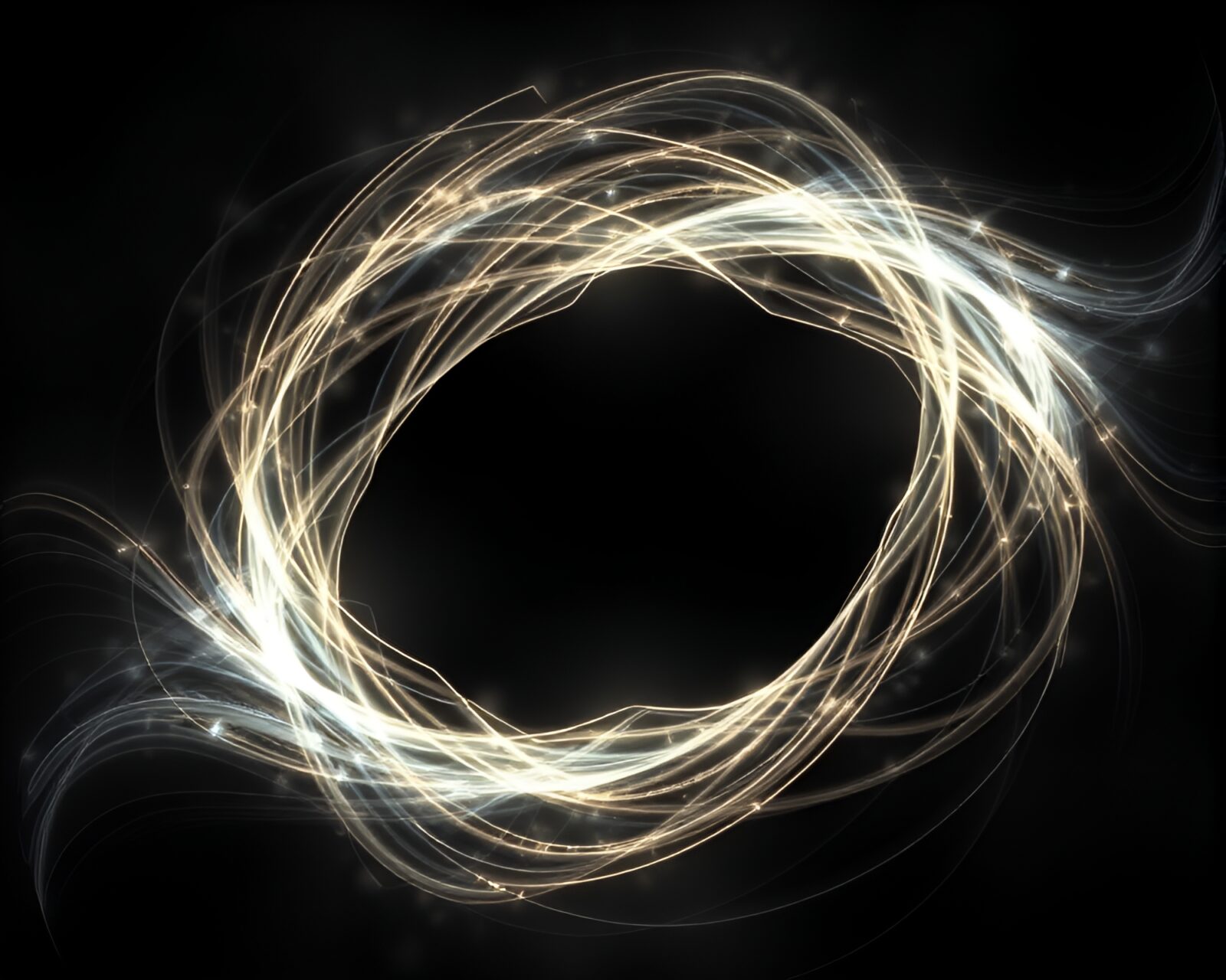 Dynamic 3D art with swirling kinetic light trails
