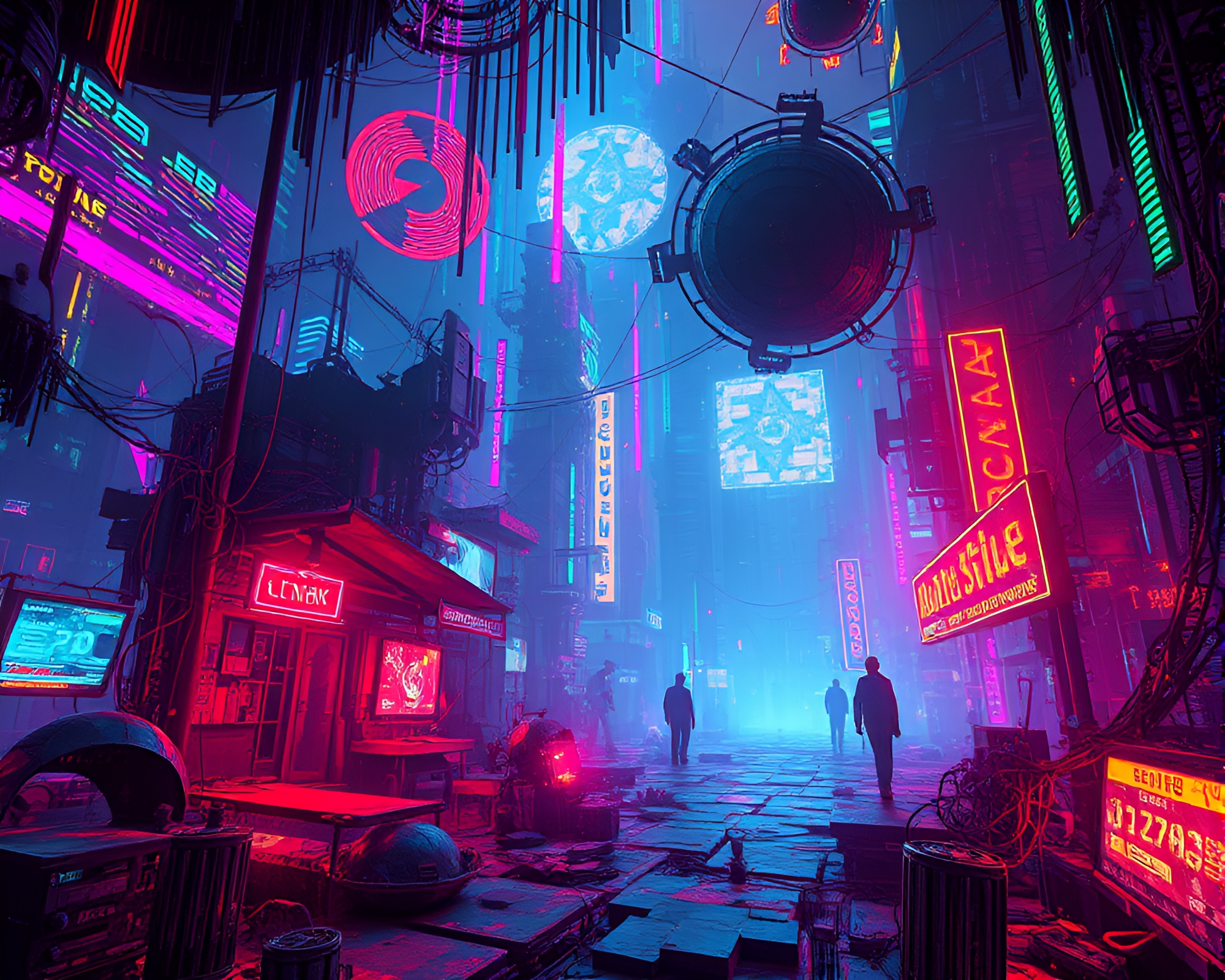Ethereal Glitch Realm with Surreal Cyberpunk Elements – free AI stock image