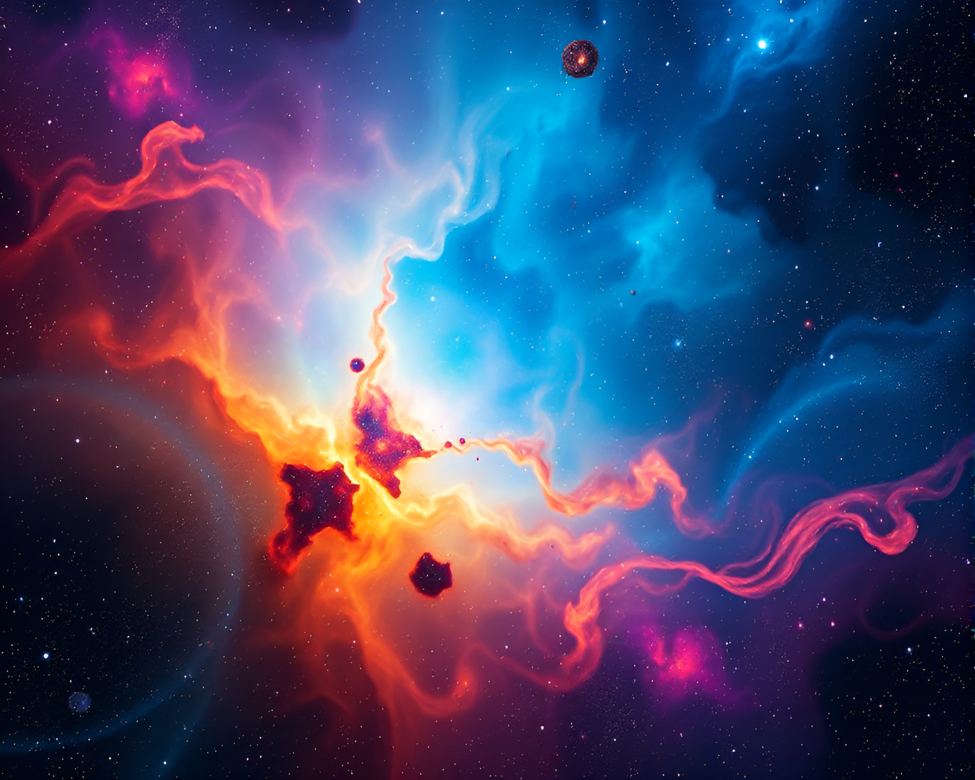Vibrant Cosmic Nebula Painting with Stunning Stars – free AI stock image