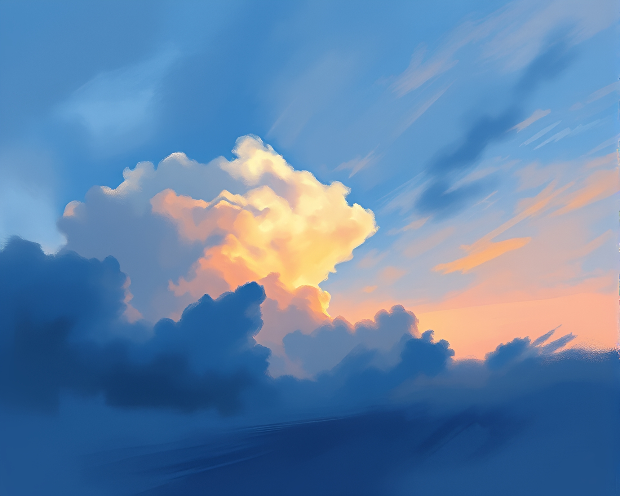 Impressionistic Twilight Sky Painting with Iron-Cloud Landscape – free AI stock image