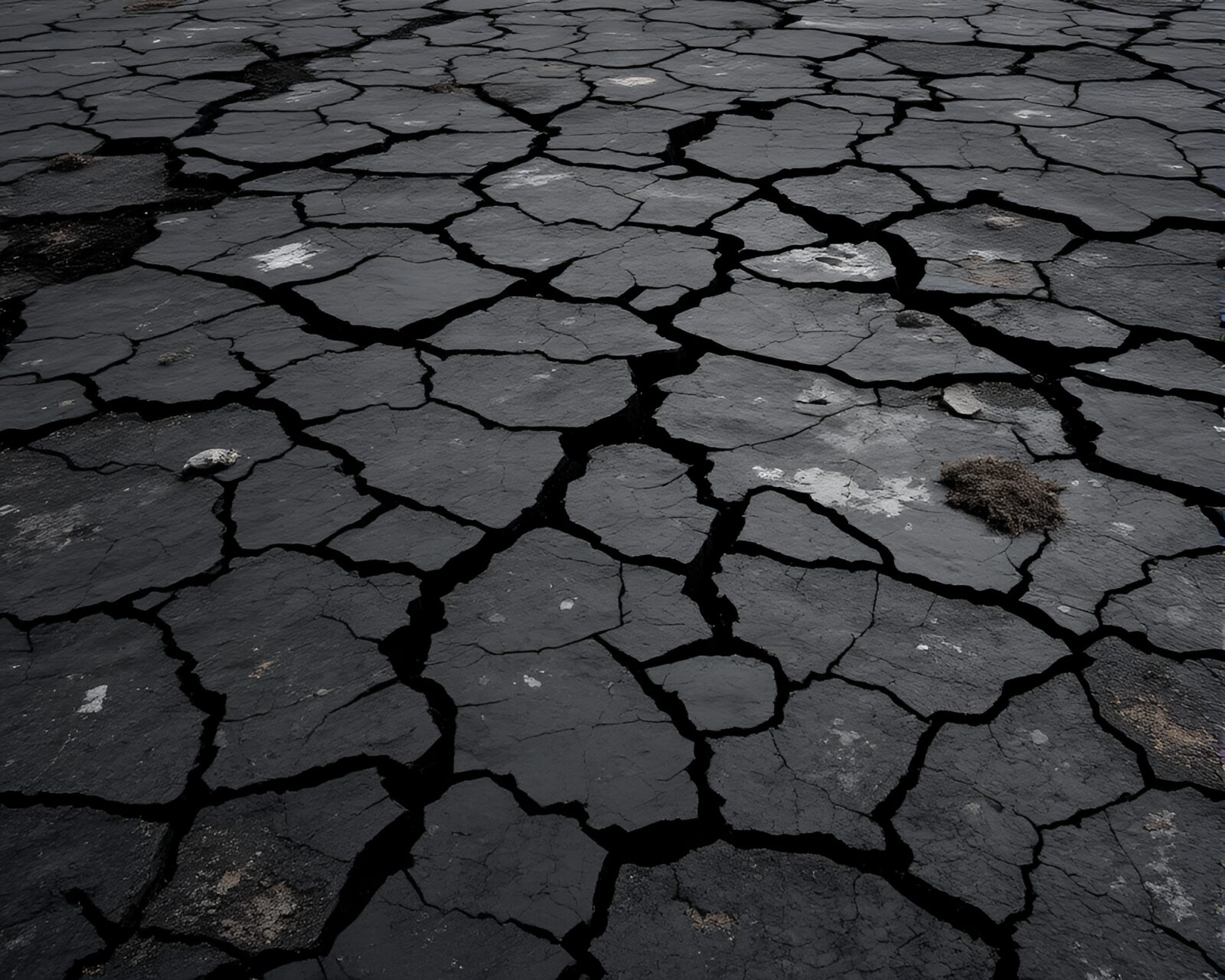 Barren landscape of obsidian shards with jagged cracks