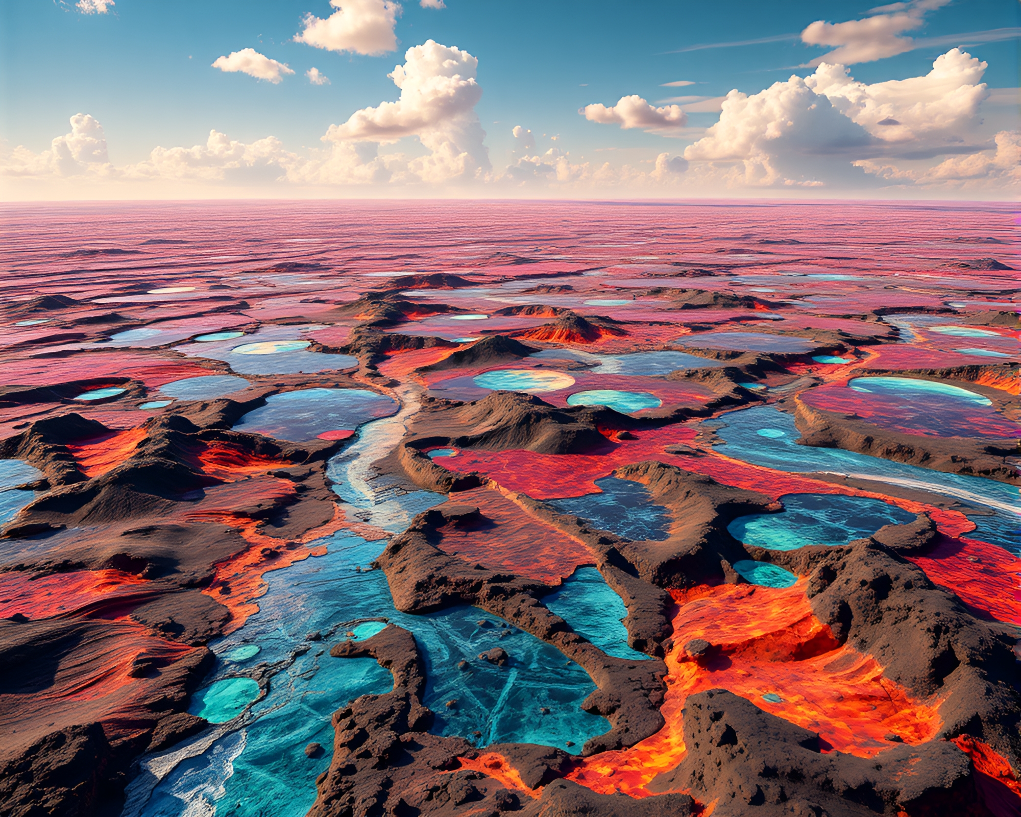 Vibrant Volcanic Glass Plains in Digital Matte Painting – free AI stock image