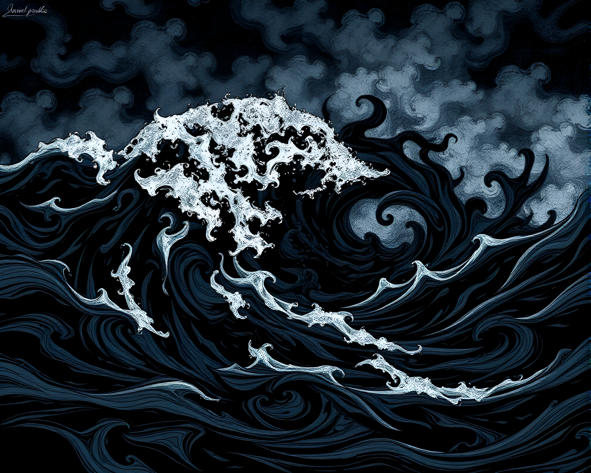 Swirling Ink Ocean: Mesmerizing Graphic Design Creation – free AI stock image