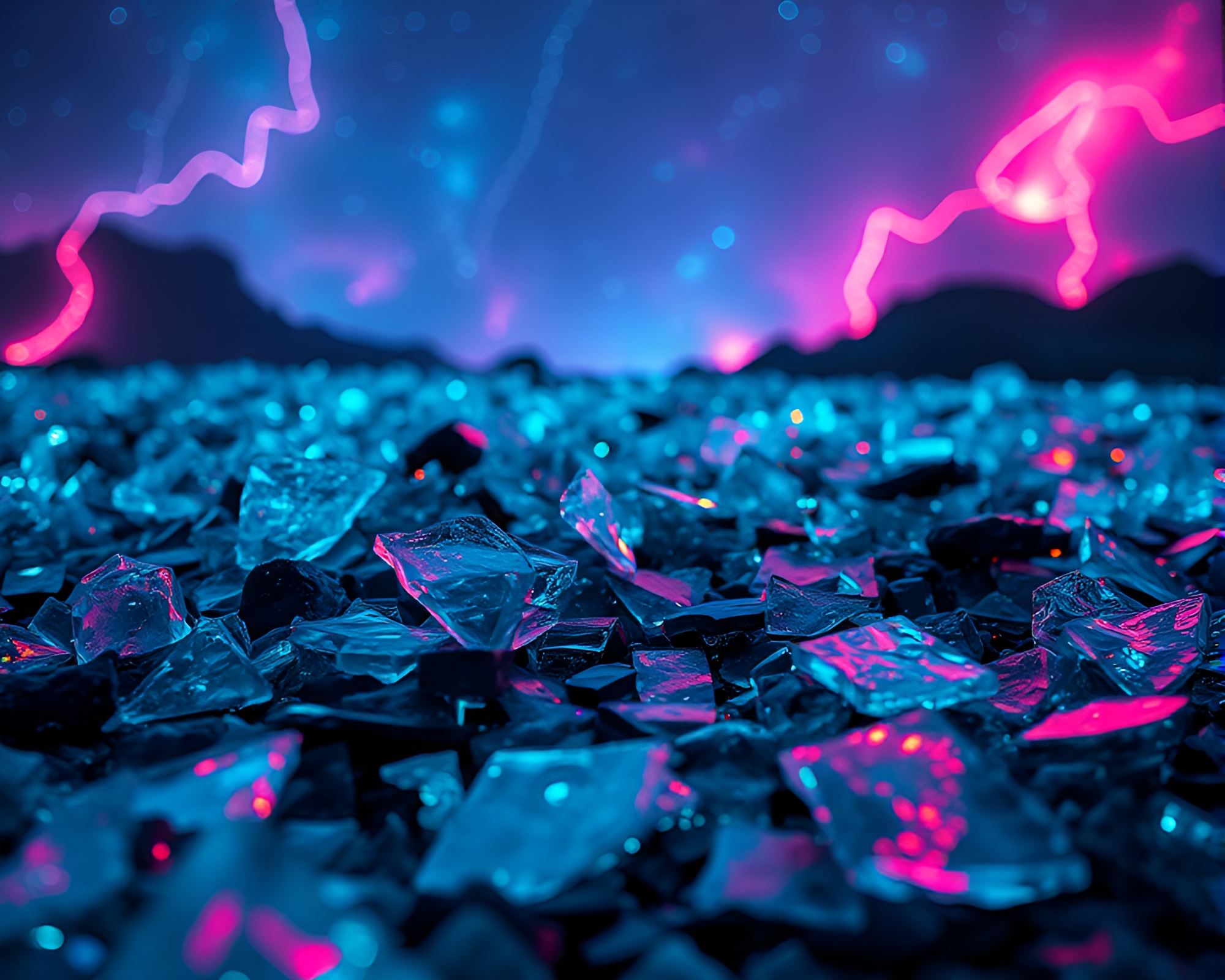 Mesmerizing 8-Bit Glitch Art of Illuminated Glass Desert – free AI stock image