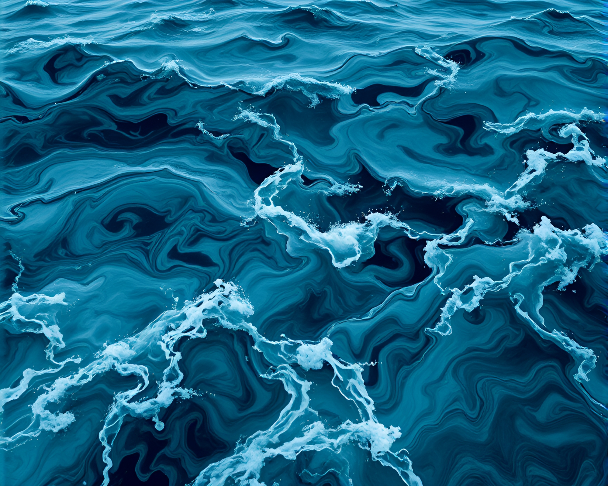 Mysterious Ancient Sea with Swirling Ink-like Waves – free AI stock image