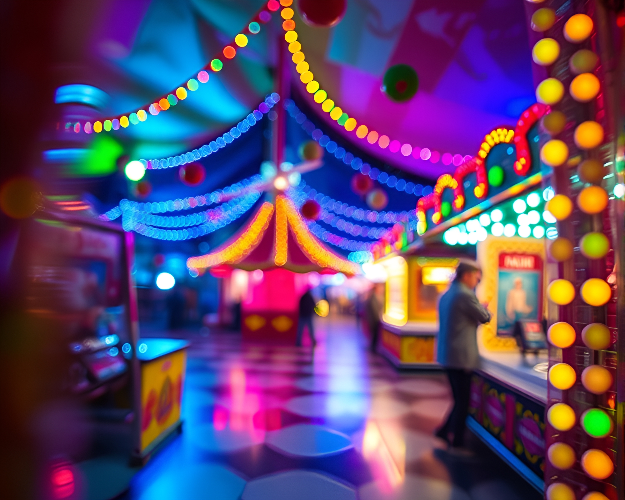 Vibrant Spectral Carnival Scene from Unique Macro Perspective – free AI stock image