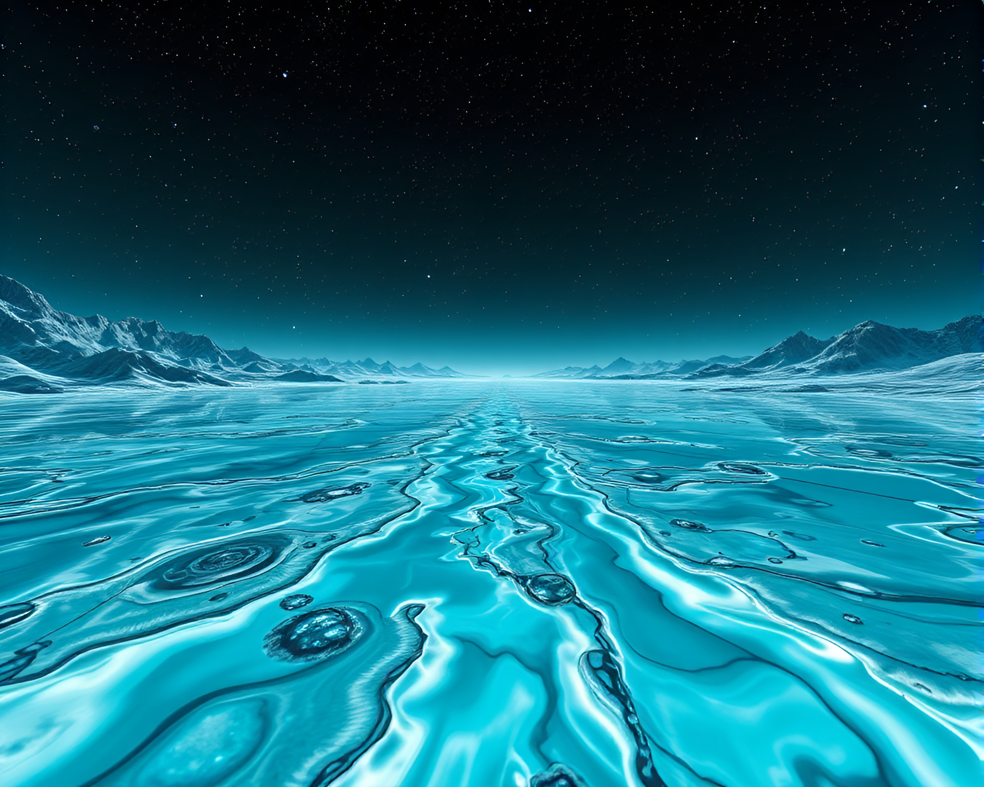 Enchanting 3D Rendering of Mercury River Landscape – free AI stock image
