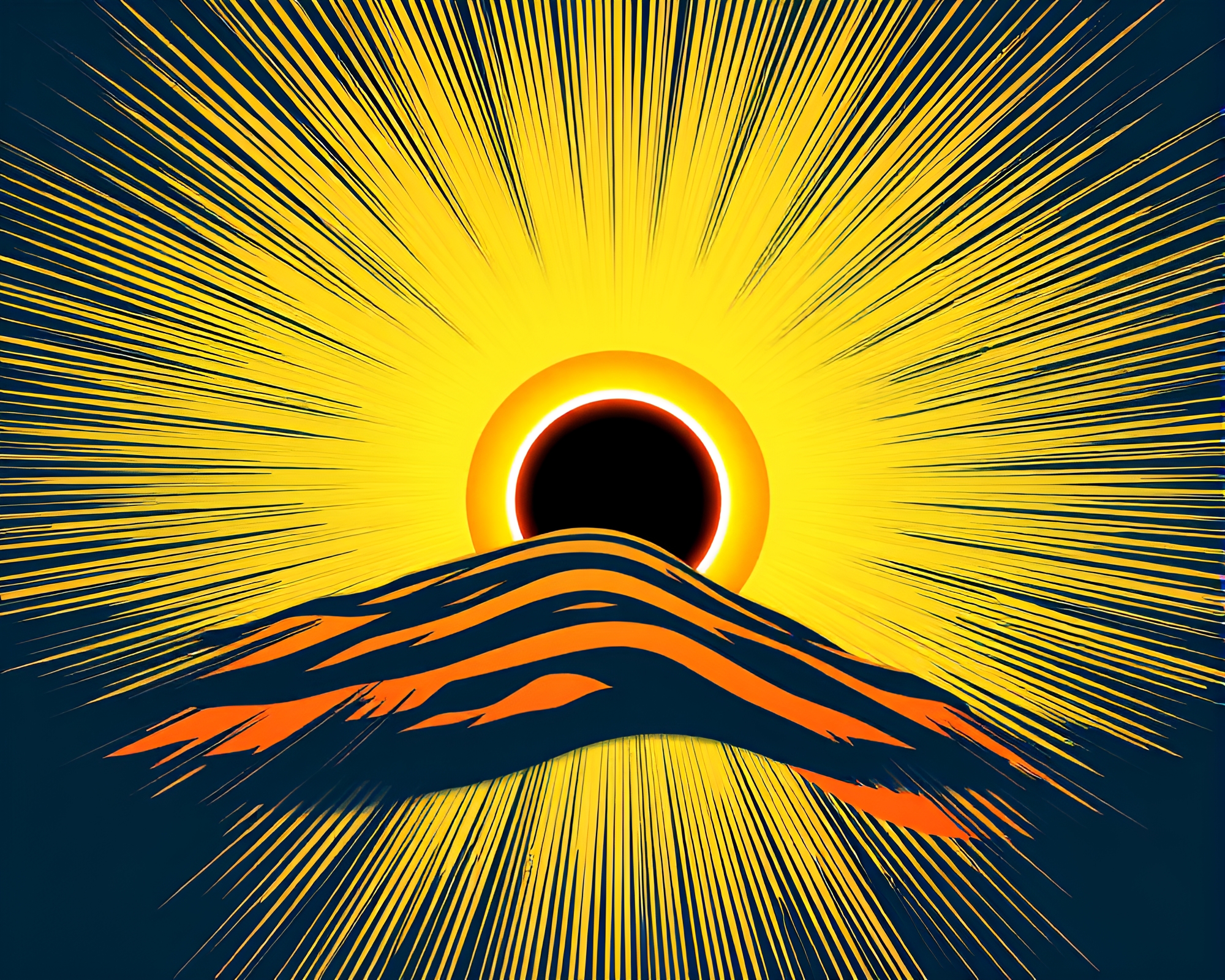 Minimalistic Pop Art Style Solar Eclipse Drift – free AI stock image