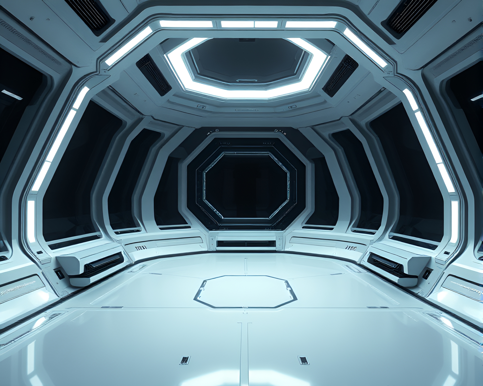 Futuristic Zero-Gravity Chamber with Minimalist Design Elements – free AI stock image