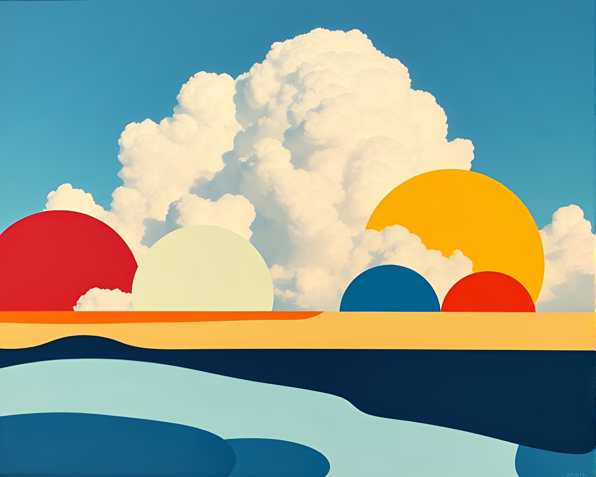 Abstract Contemporary Art: Iron-Cloud Sky with Bold Colors – free AI stock image