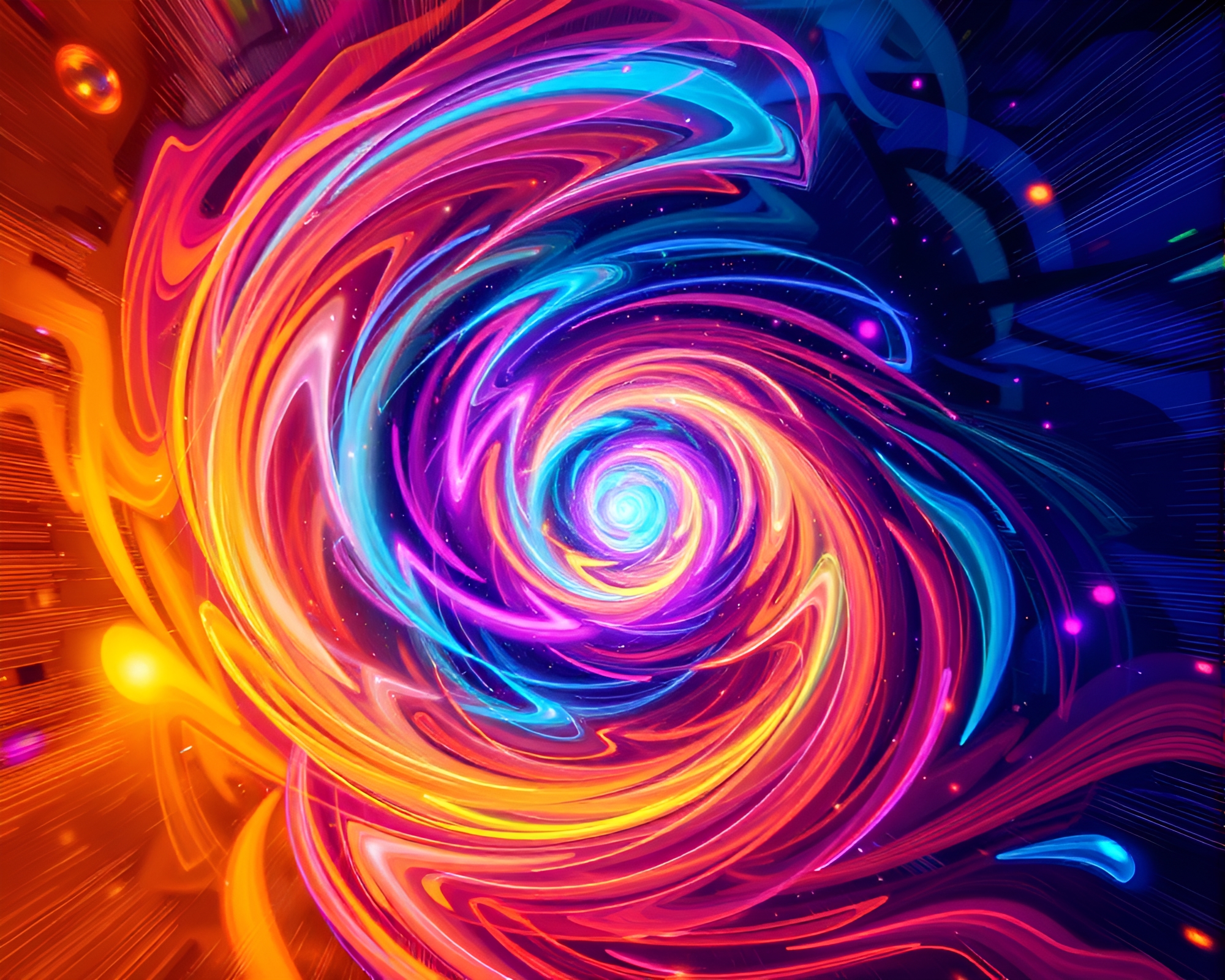 Mesmerizing Quantum Vortex in Vibrant Kinetic Colors – free AI stock image