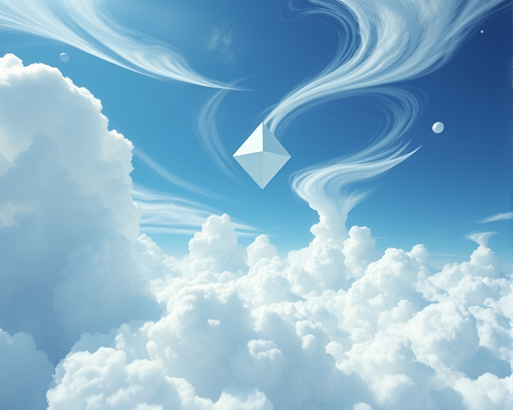 Ethereal Cloudscape: Minimalist Video Game Concept Sky – free AI stock image