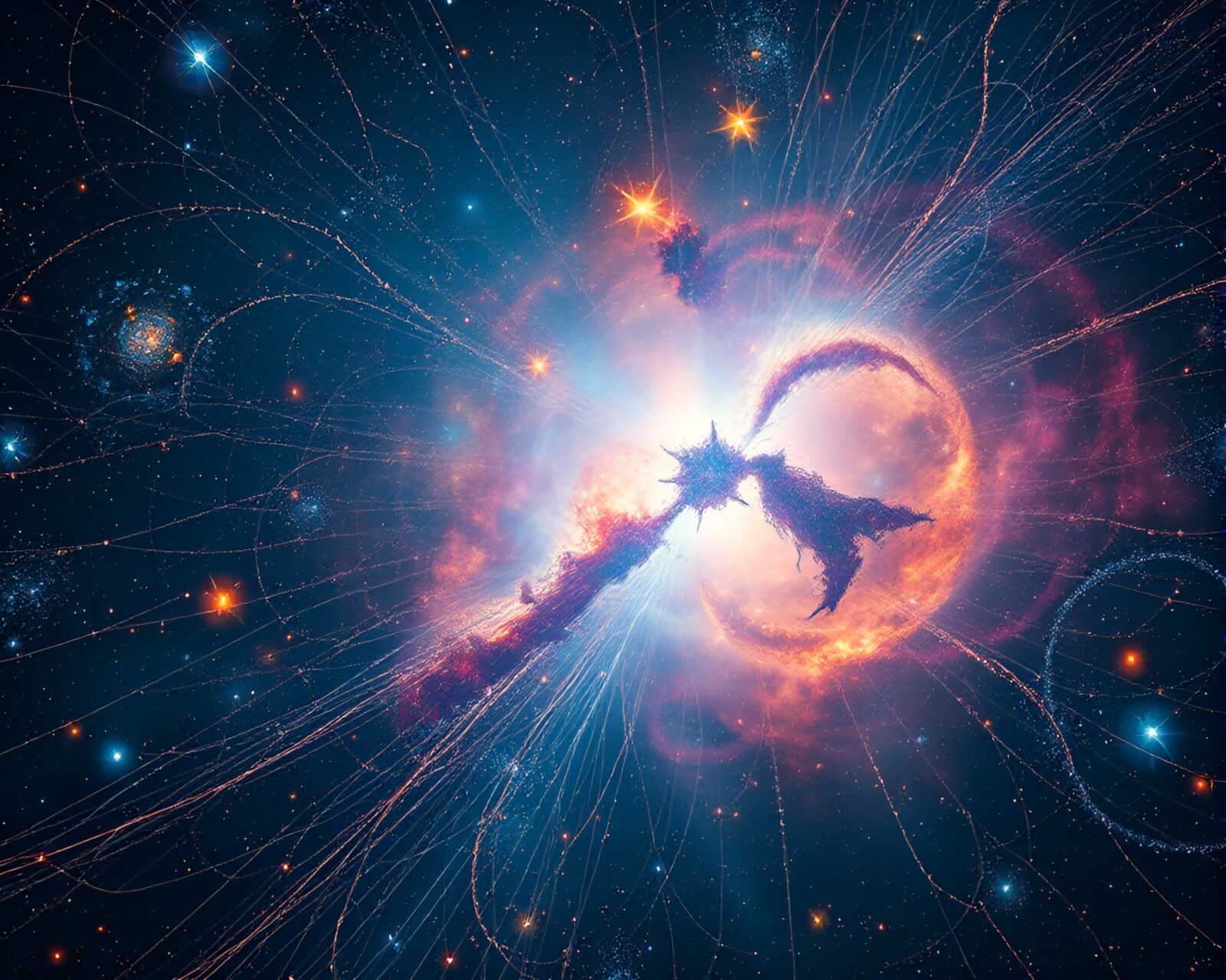 Majestic cosmic strings intertwining in vivid colors and details