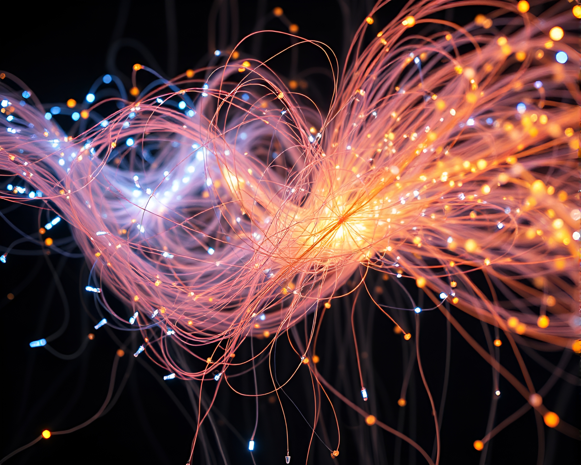 Mesmerizing Sculpture of Quantum Entanglement Weaves Light Threads – free AI stock image