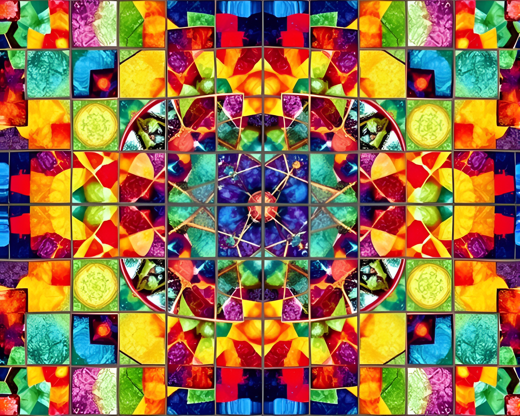 Vibrant Quantum Entanglement Mosaic Tile Design – free AI stock image