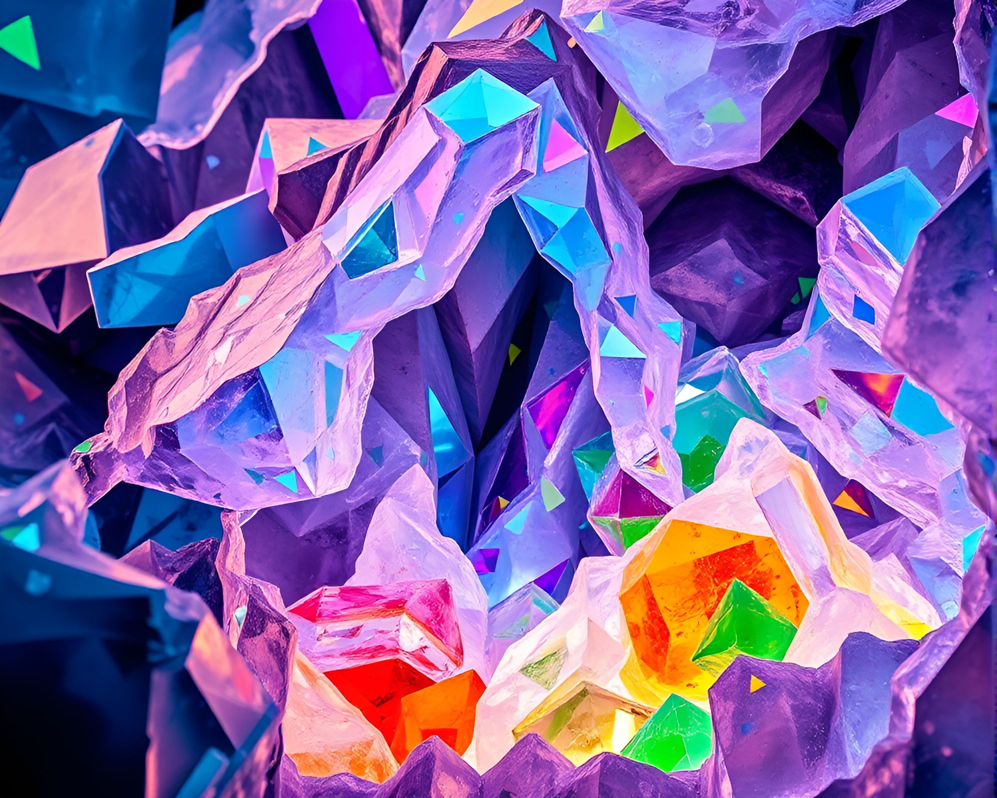 Mesmerizing Ice Prism Cavern: A Cubist Wonderland – free AI stock image