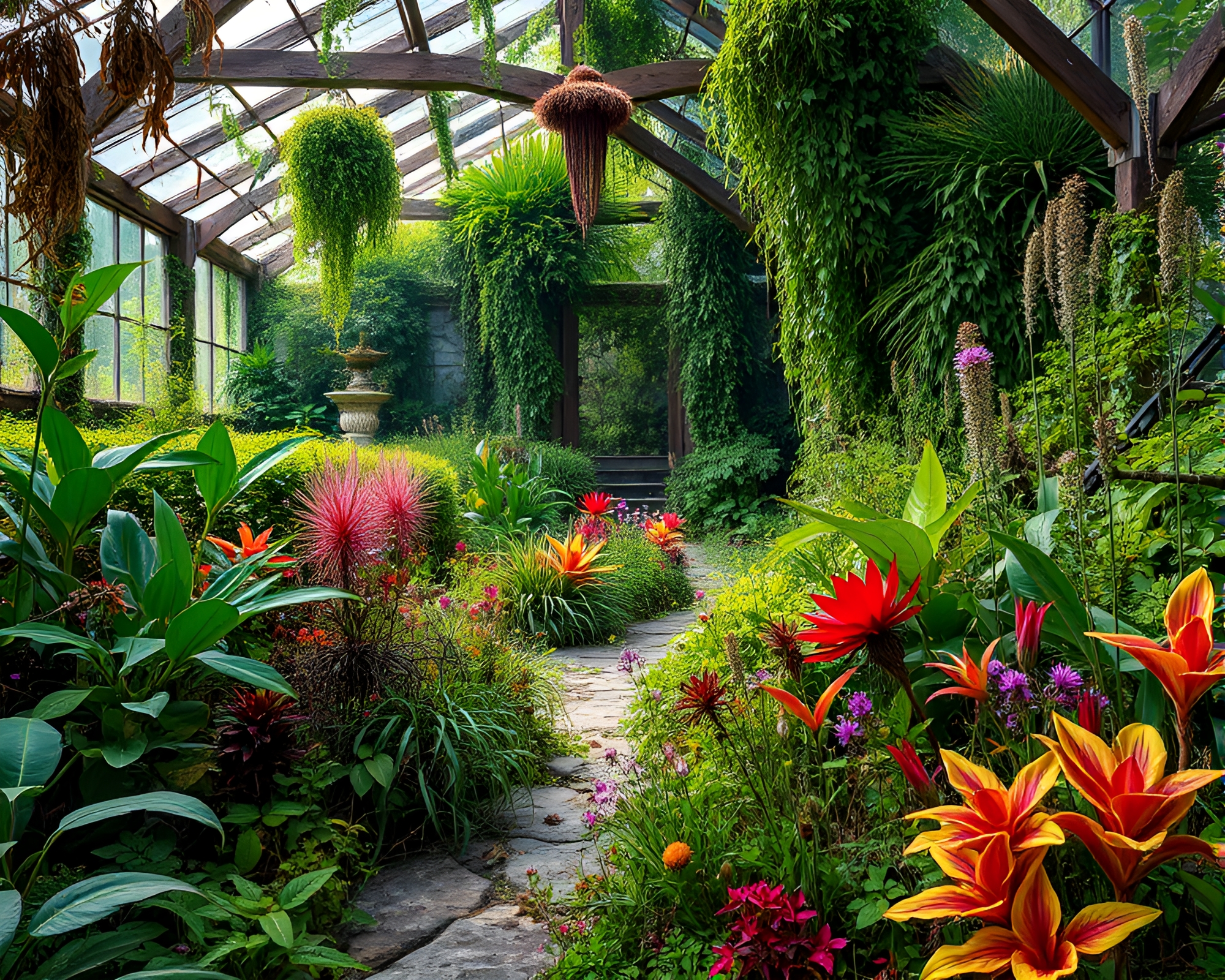 Vibrant Surreal Botanical Garden Overgrown with Energy – free AI stock image