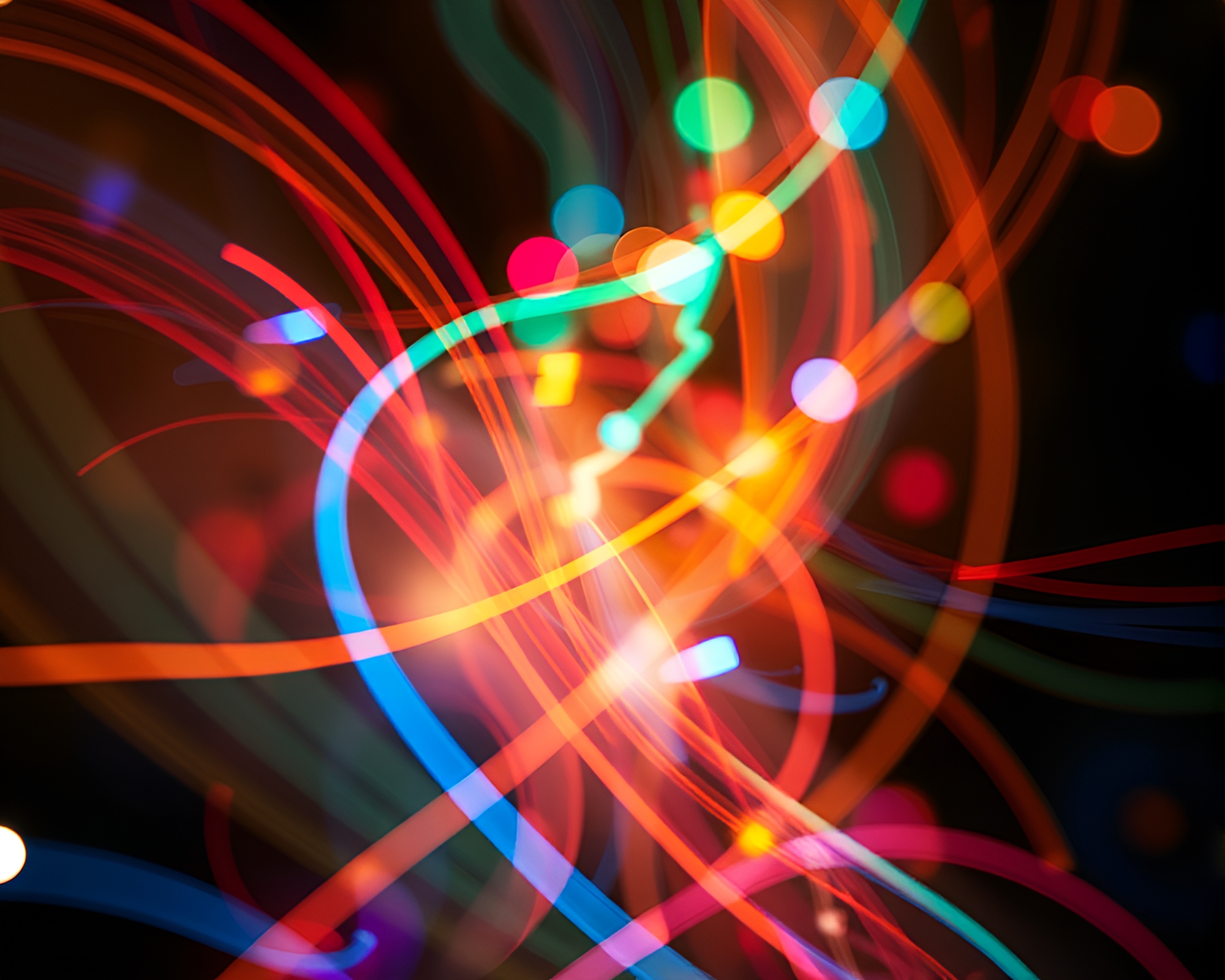 Mesmerizing CGI Light Trails Dance in Darkness – free AI stock image