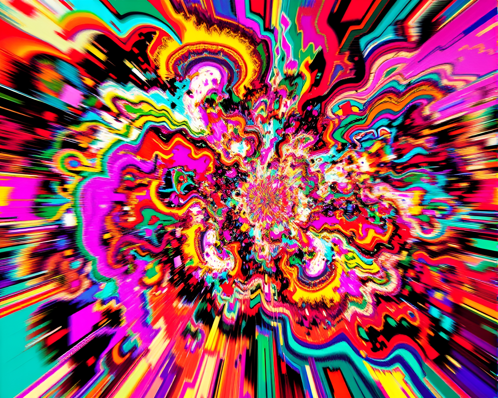 Surreal Glitch Art Masterpiece: Chaotic and Colorful World – free AI stock image