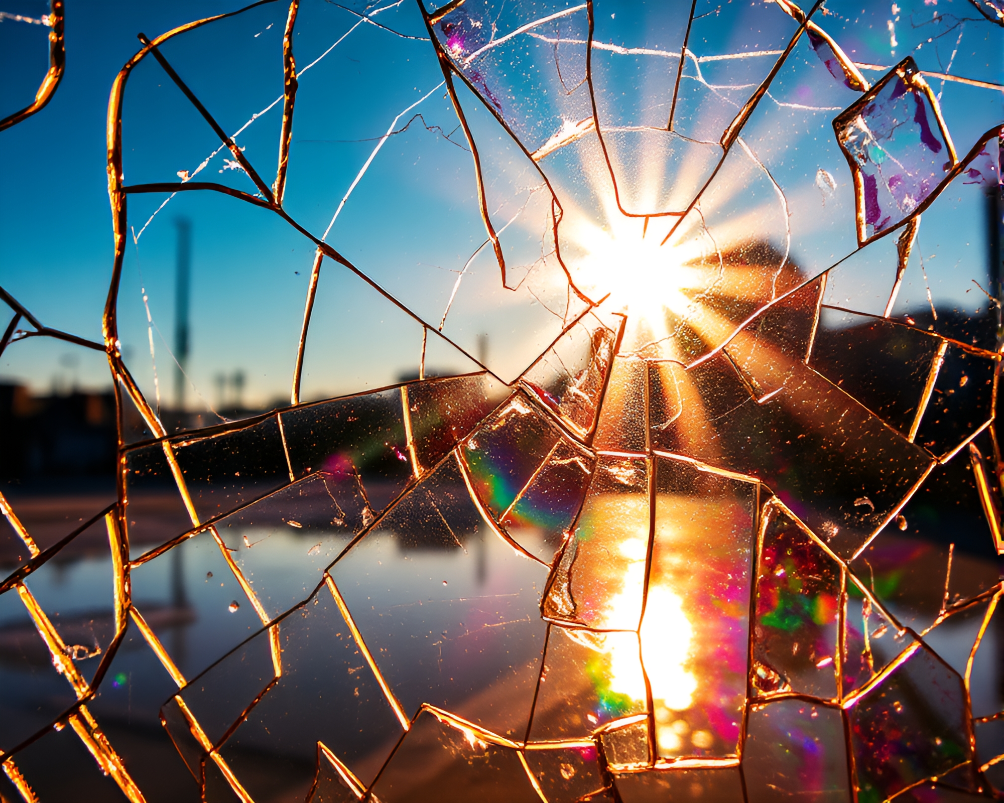 Mesmerizing mosaic of shattered mirror and stained glass – free AI stock image