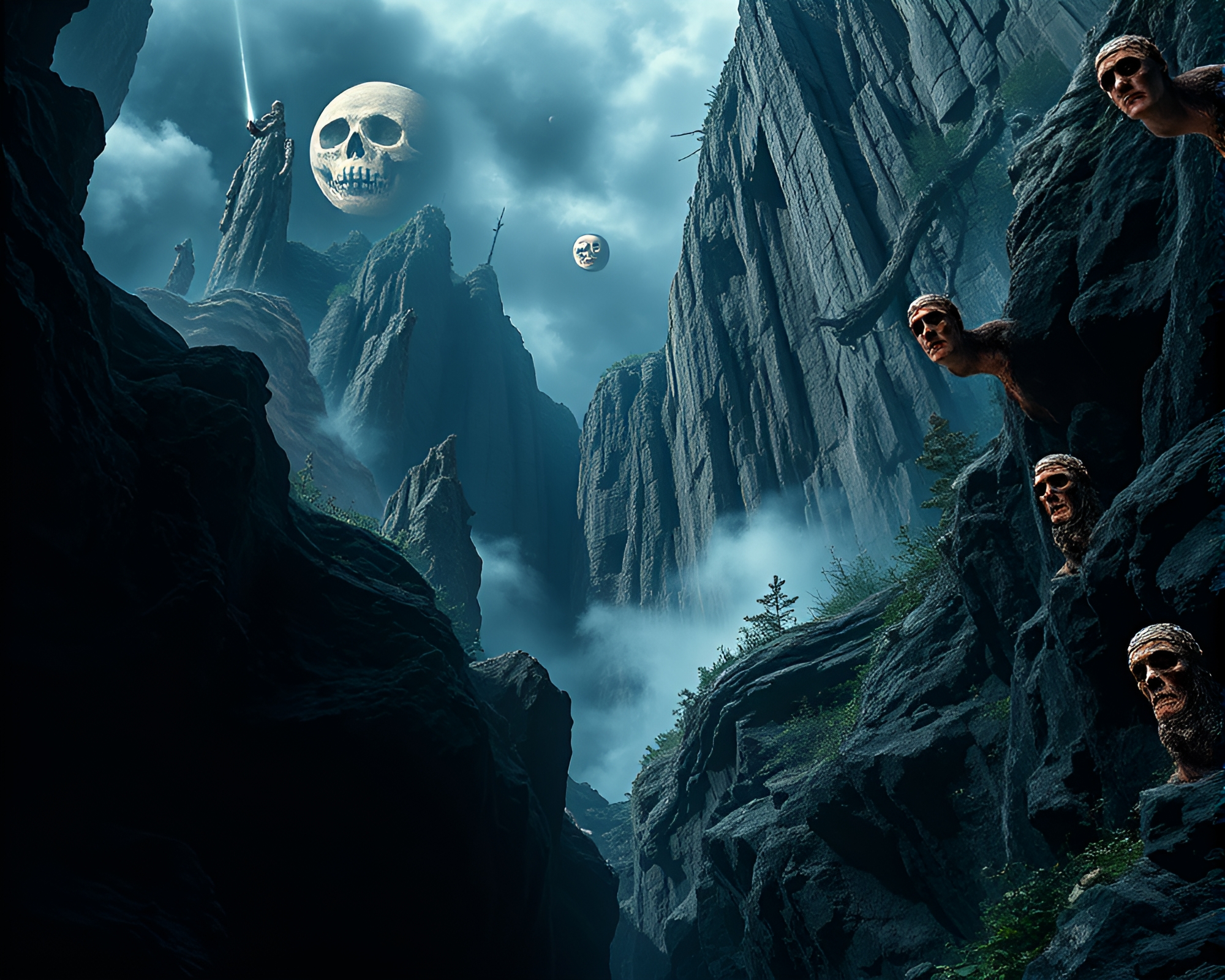 Surreal Photomontage Collage of Claustrophobic Obsidian Canyon – free AI stock image