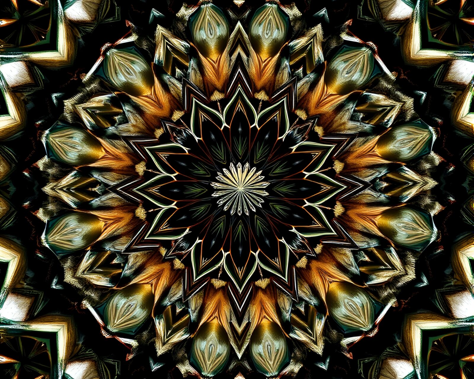 Intricate fractal pattern with art deco symmetry design