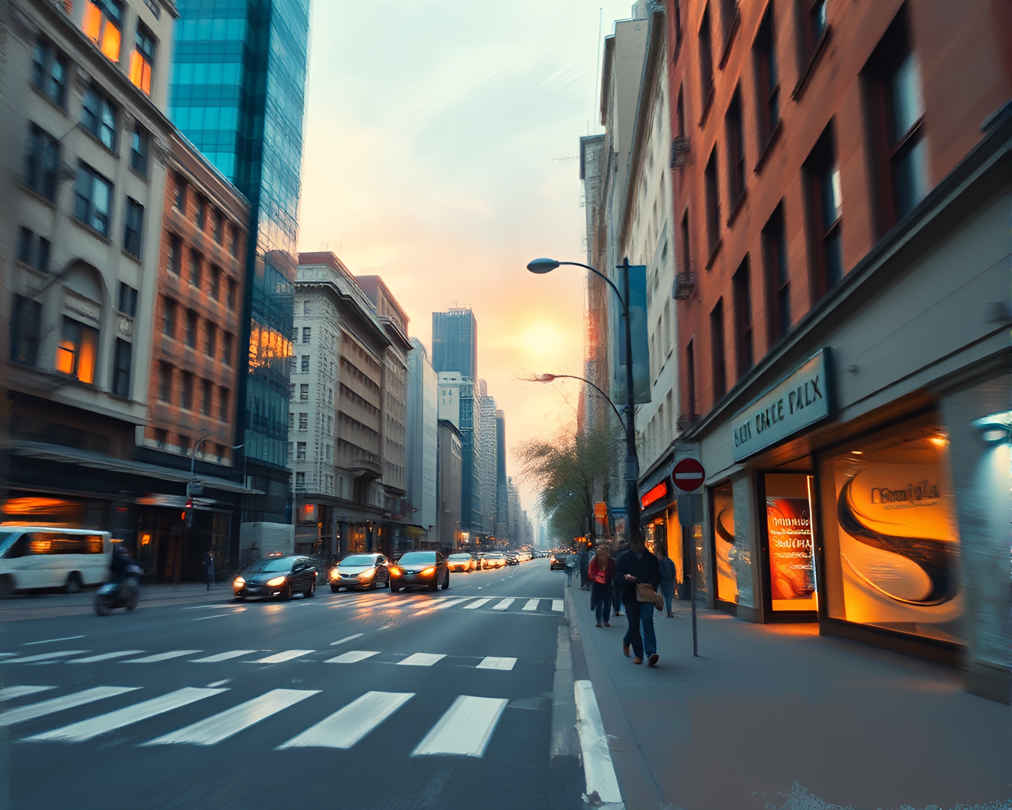 Ethereal Time-Lapse City Streets Impressionistic Painting – free AI stock image