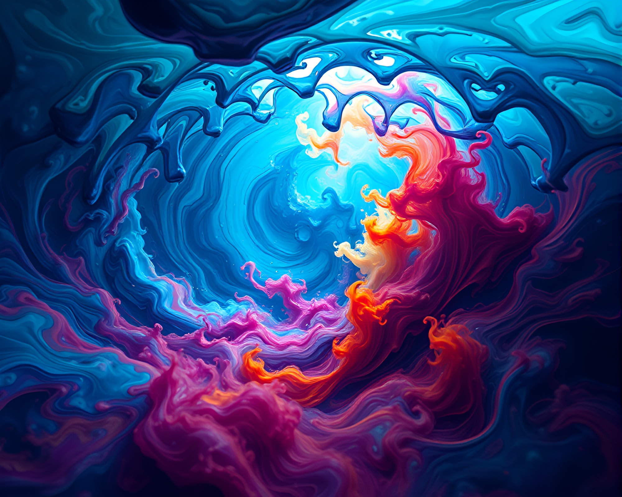 Ethereal Ink Ocean in Enigmatic Subterranean Realm – free AI stock image