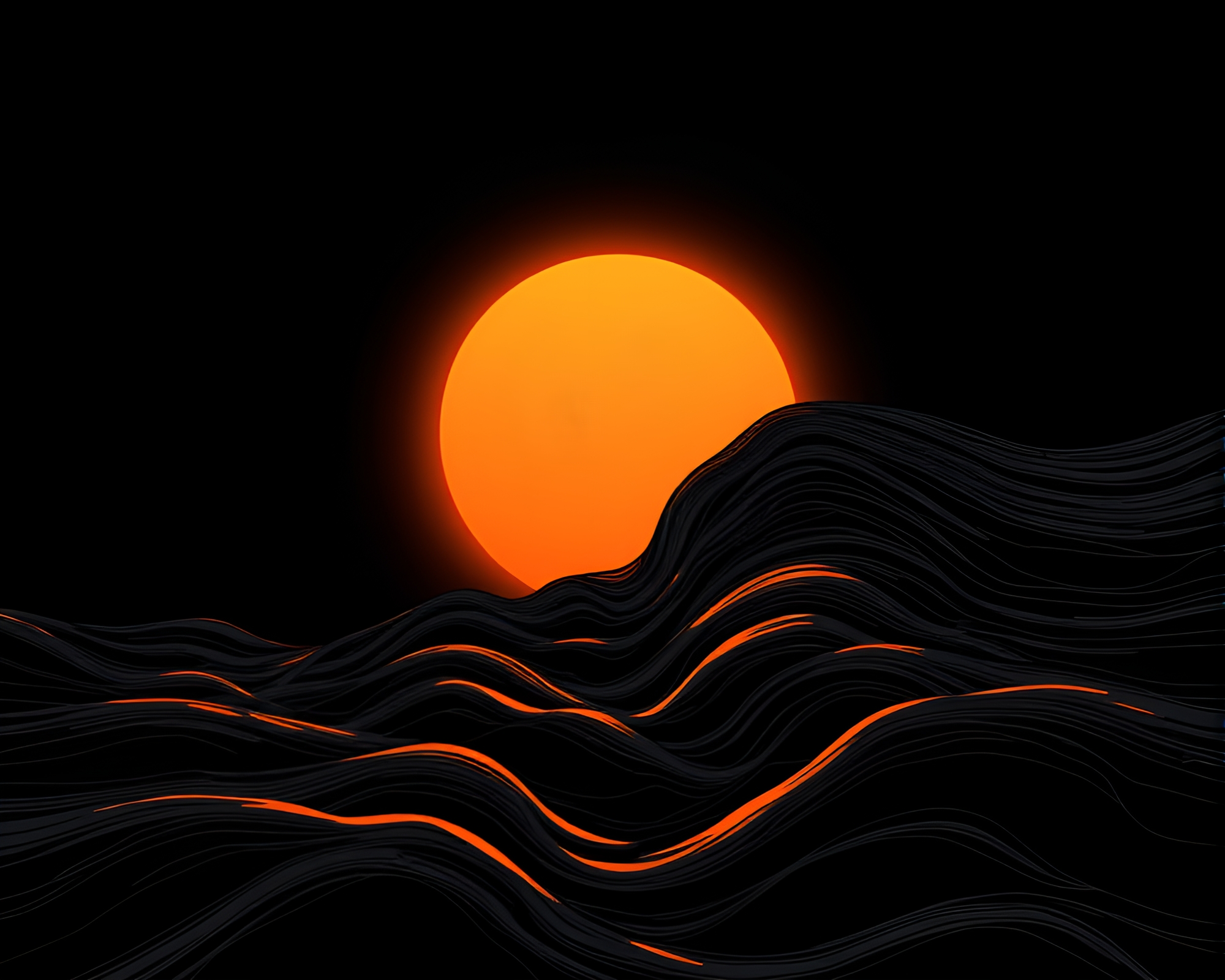 Mysterious Solar Eclipse Drifting in Contemplative Vector Art – free AI stock image