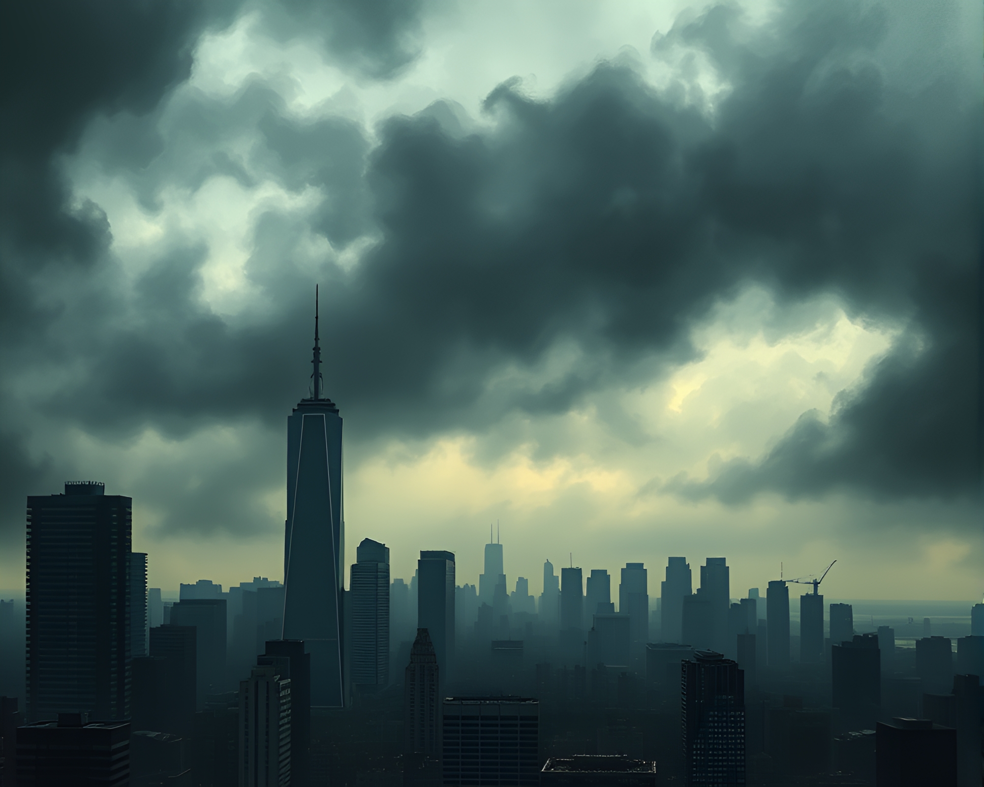 Impressive Cityscape: Towers Casting Shadows Over Urban Landscape – free AI stock image