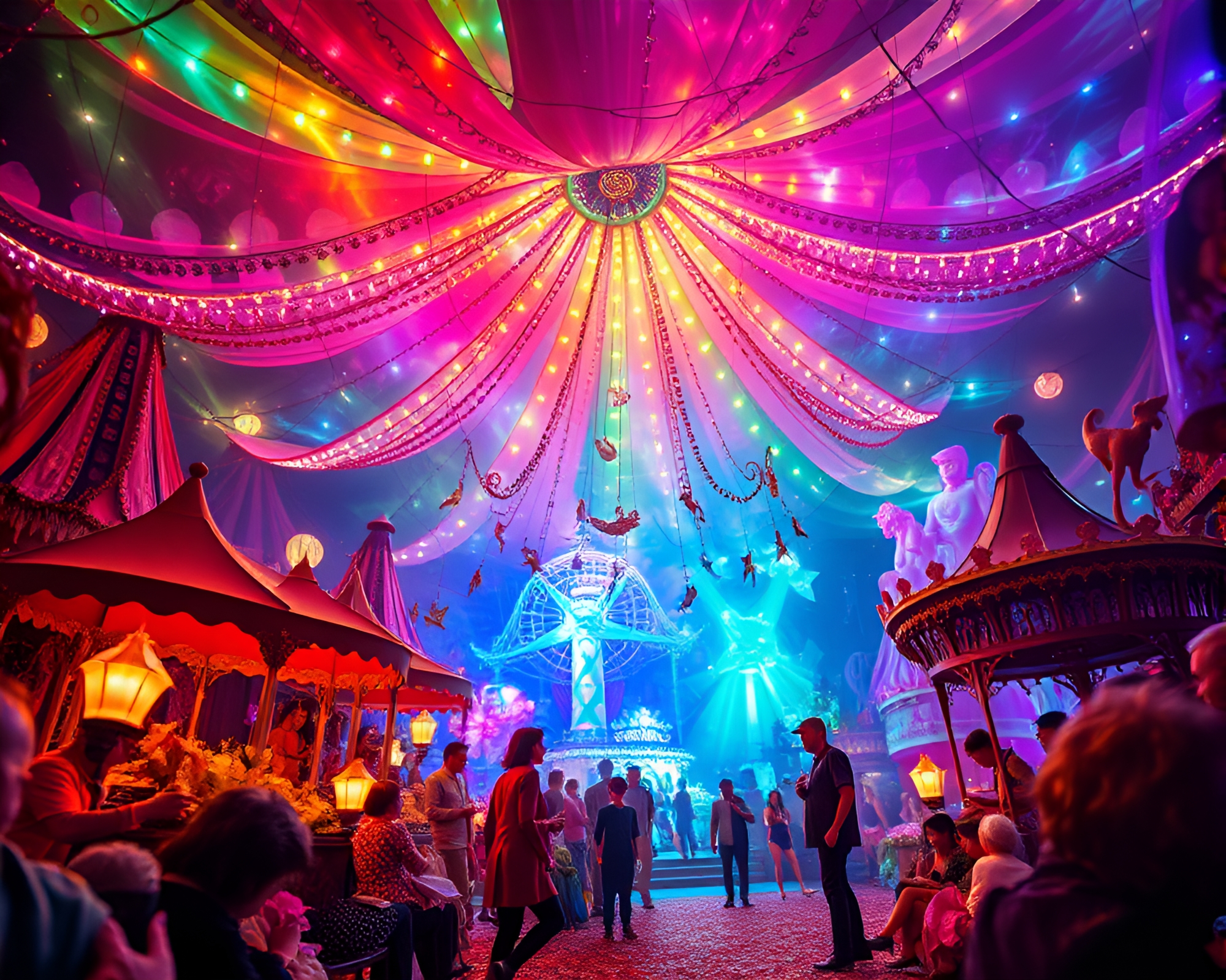Vibrant Spectral Carnival in Stunning Macro Photography – free AI stock image