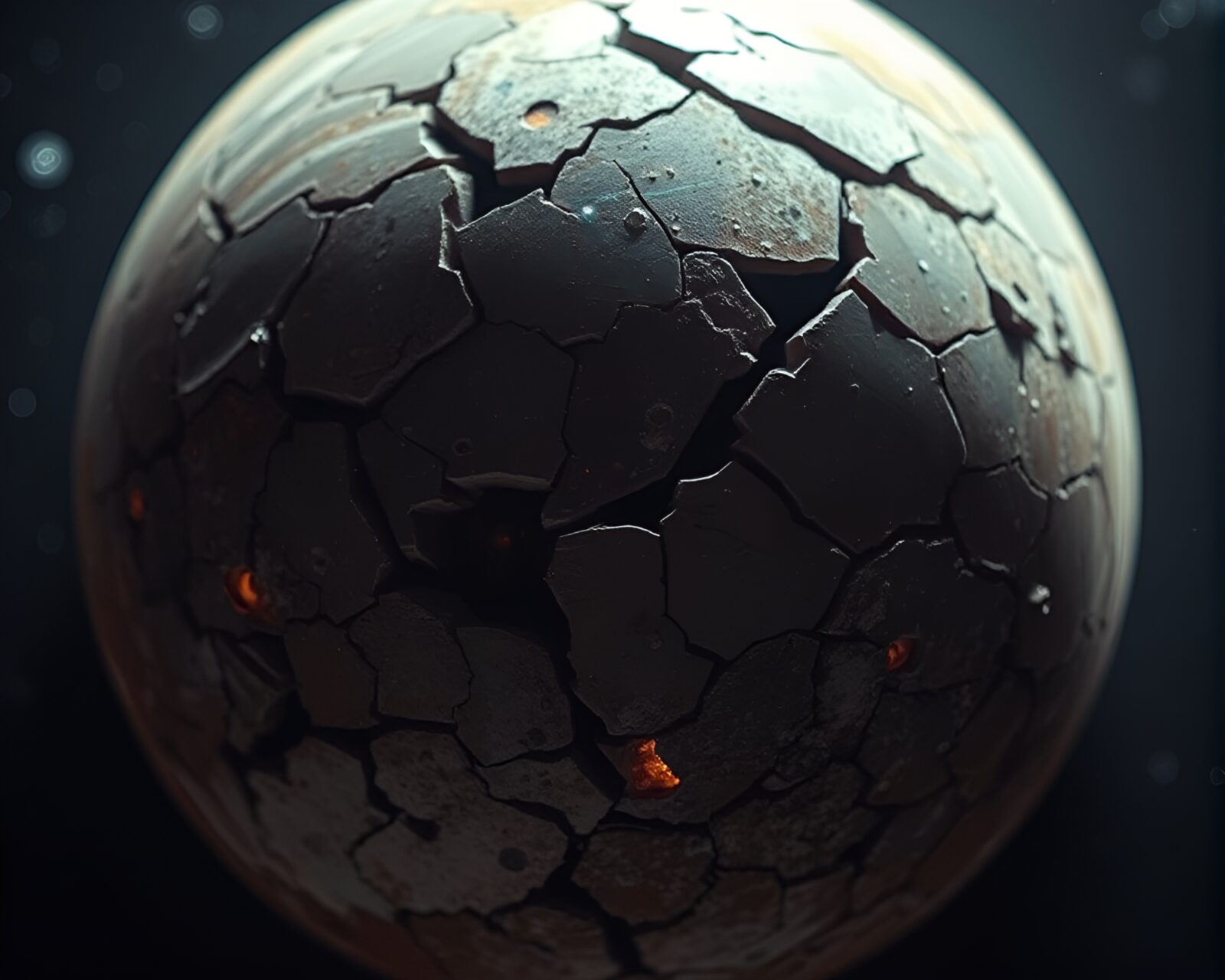 Detailed depiction of shattered planet surface in macro photography