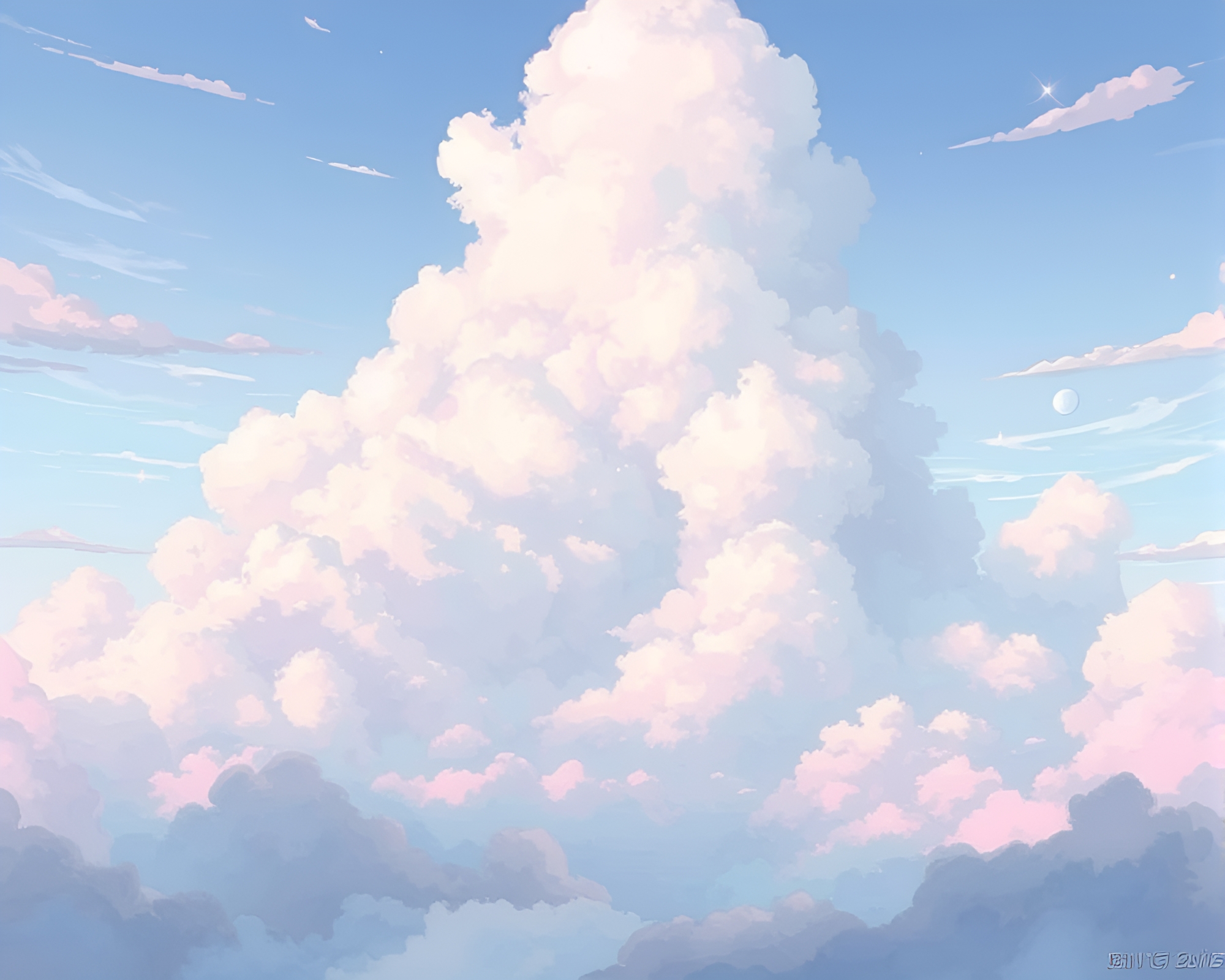 Ethereal Anime Cloudscape Creates Melancholic Dreamscape – free AI stock image