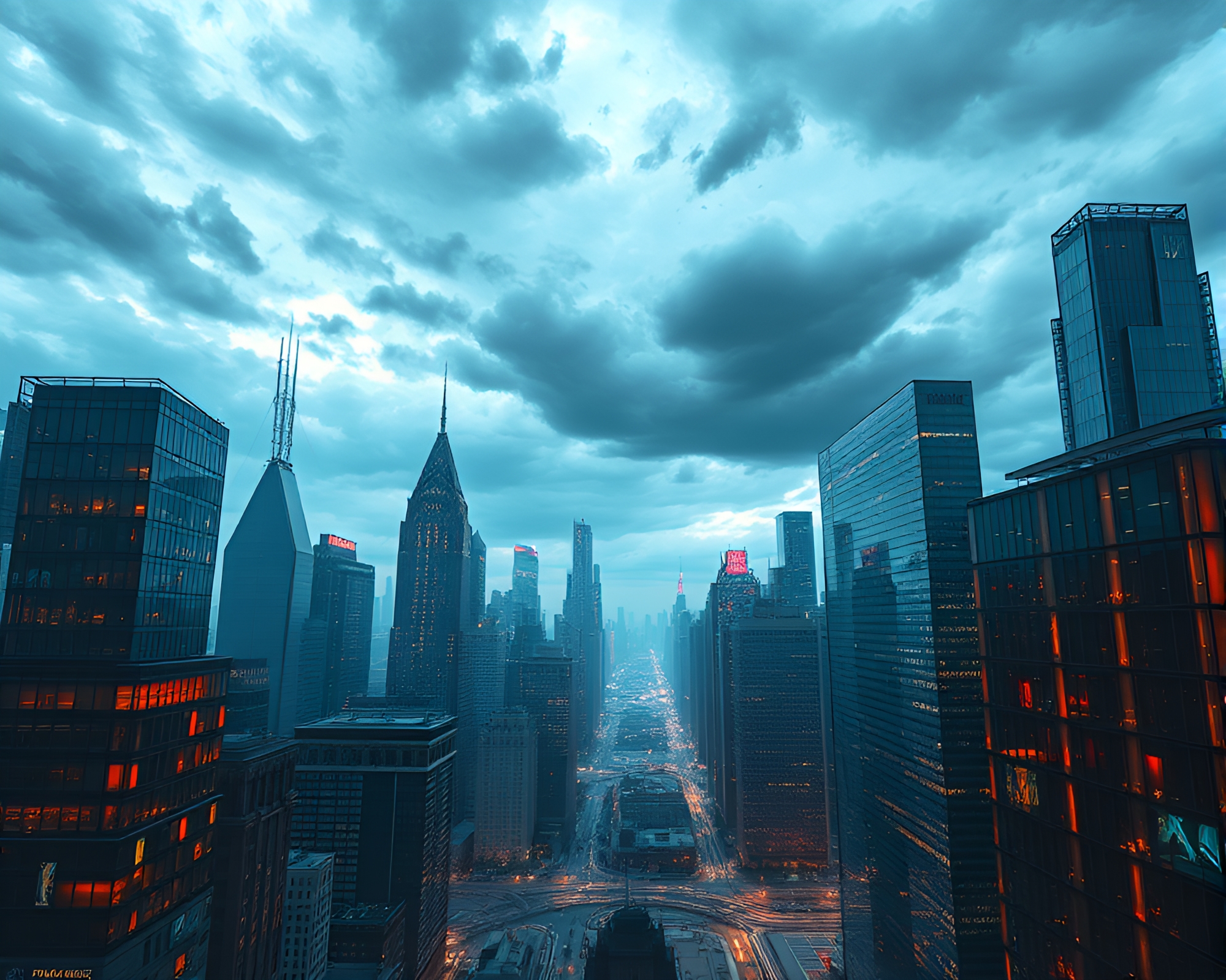 Kinetic Energy Reflected in Futuristic Stained Glass Cityscape – free AI stock image